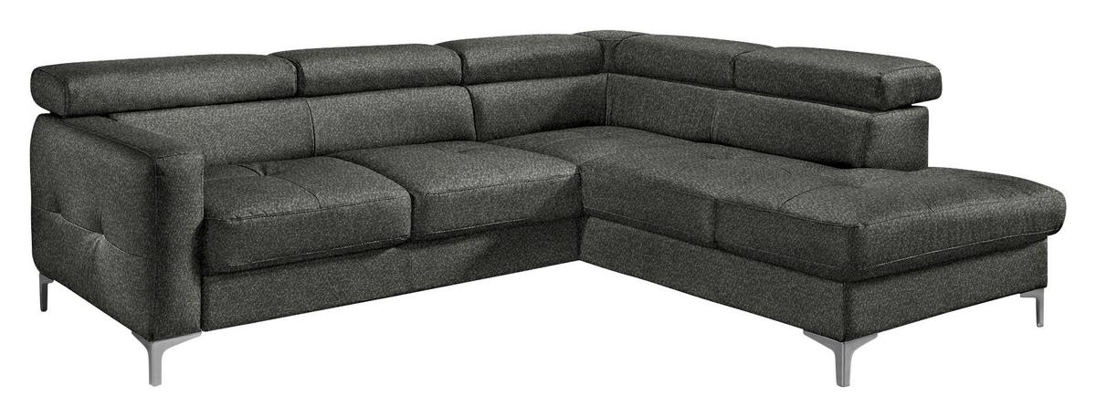 Ecksofa Sammy Anthrazit - Chromfarben/Anthrazit, Design, Textil (242/207cm) - Livetastic