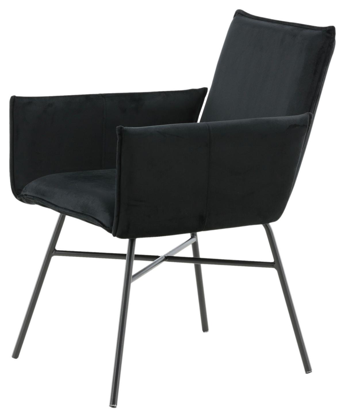 Stuhl Petra - Schwarz, Design, Textil/Metall (57/87/60cm) - Livetastic