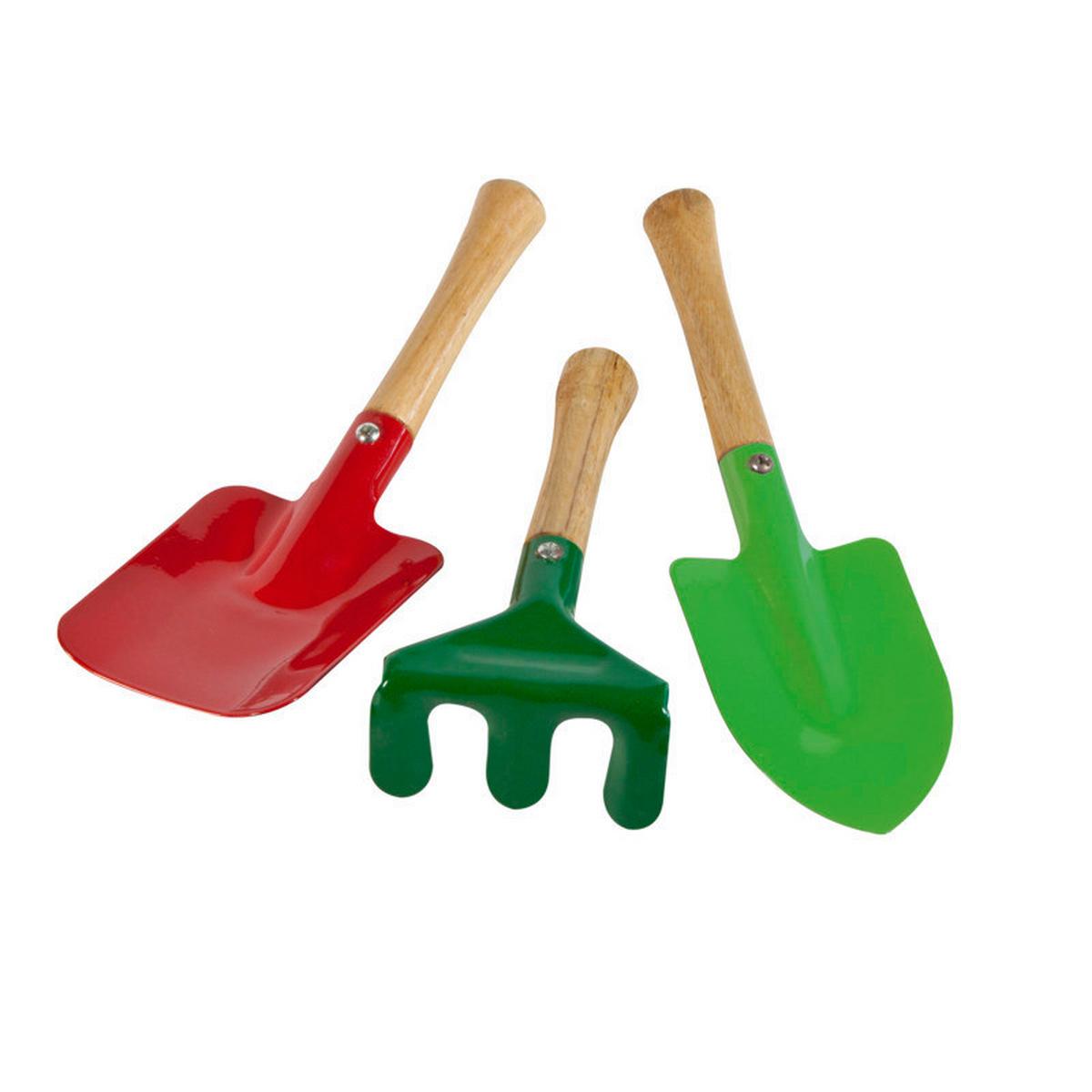 Kinderwerkzeugset Wi-Kids Gartenwerkzeugset 3tlg - Rot/Grün, Basics, Holz/Metall - Windhager
