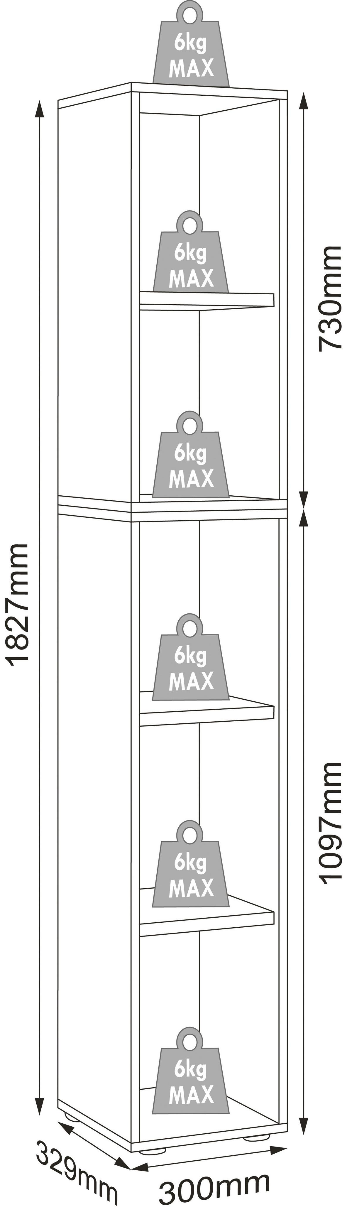 Regal Salia Anthrazit, Honigeiche B: 30 cm - Honigeiche/Anthrazit, Design, Holzwerkstoff (30/183/33cm) - MID.YOU