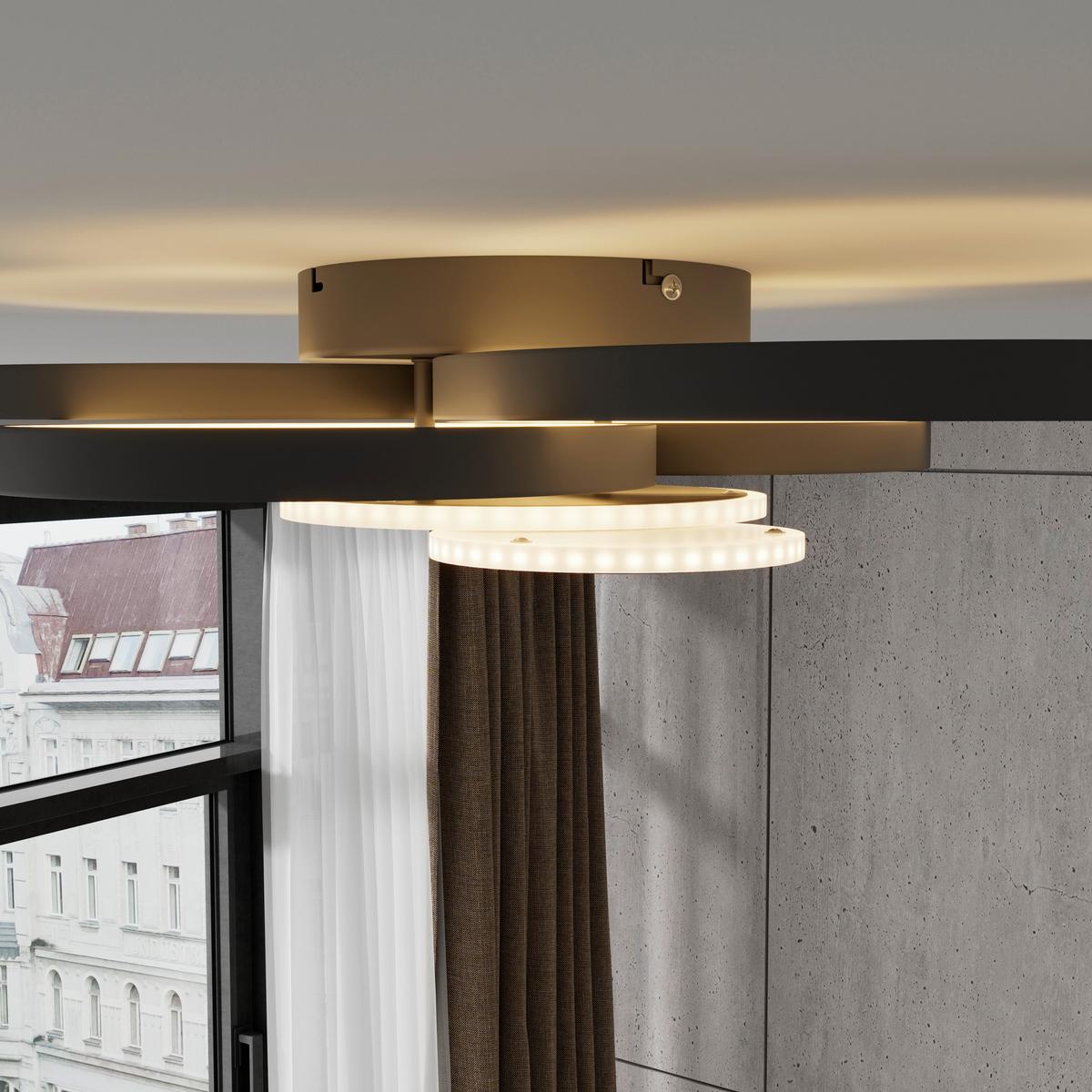 LED-DECKENLEUCHTE CHRISTIN - Schwarz, Basics, Kunststoff/Metall (46/62/10cm) - Luca Bessoni