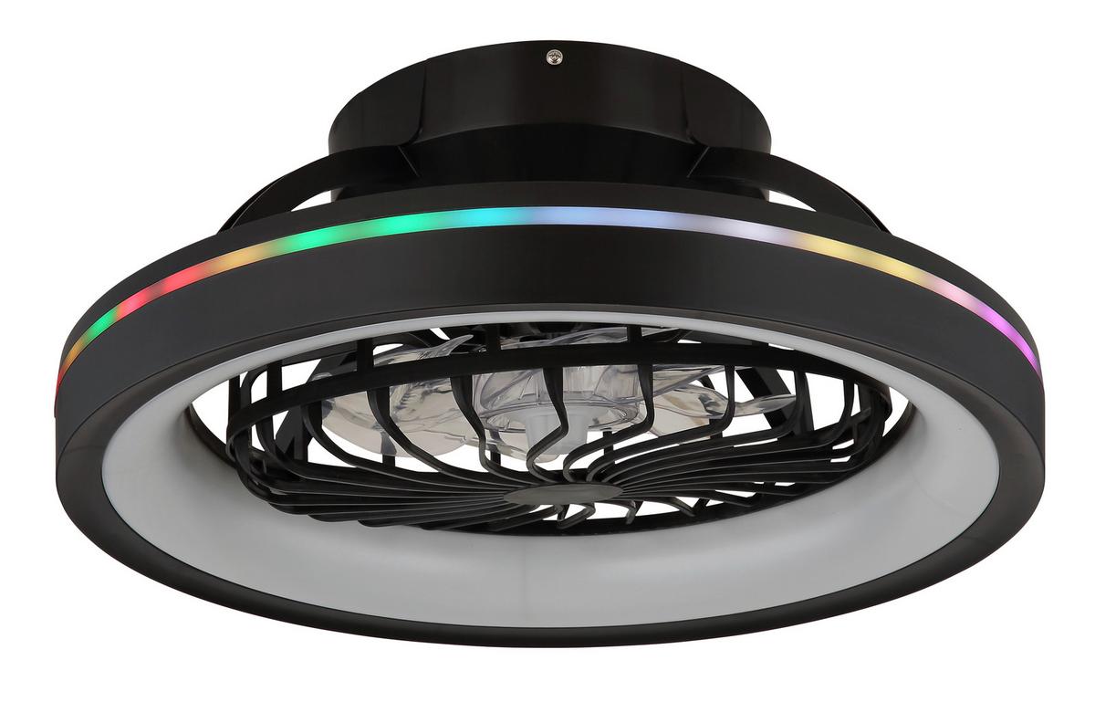 Deckenventilator 03665 Deanne - Klar/Schwarz, KONVENTIONELL, Kunststoff (48/20cm) - Globo