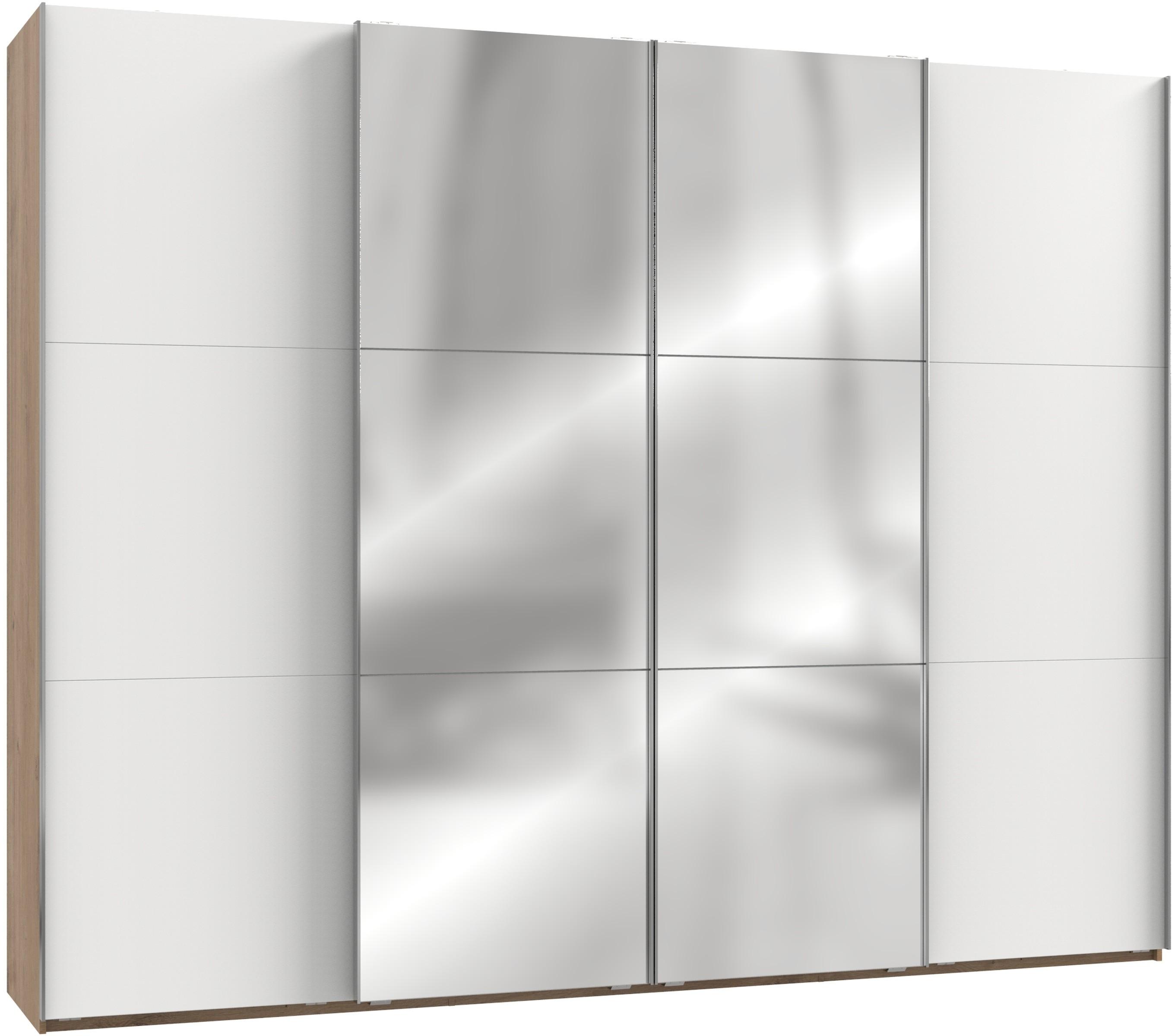 Schwebetürenschrank 300cm Level, Weiß/eiche Dekor