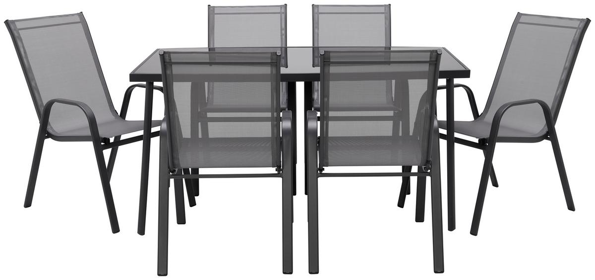 Gartentisch Nadine Metall/Glas L 148 cm - Anthrazit/Schwarz, MODERN, Glas/Metall (148/72/88cm) - Luca Bessoni