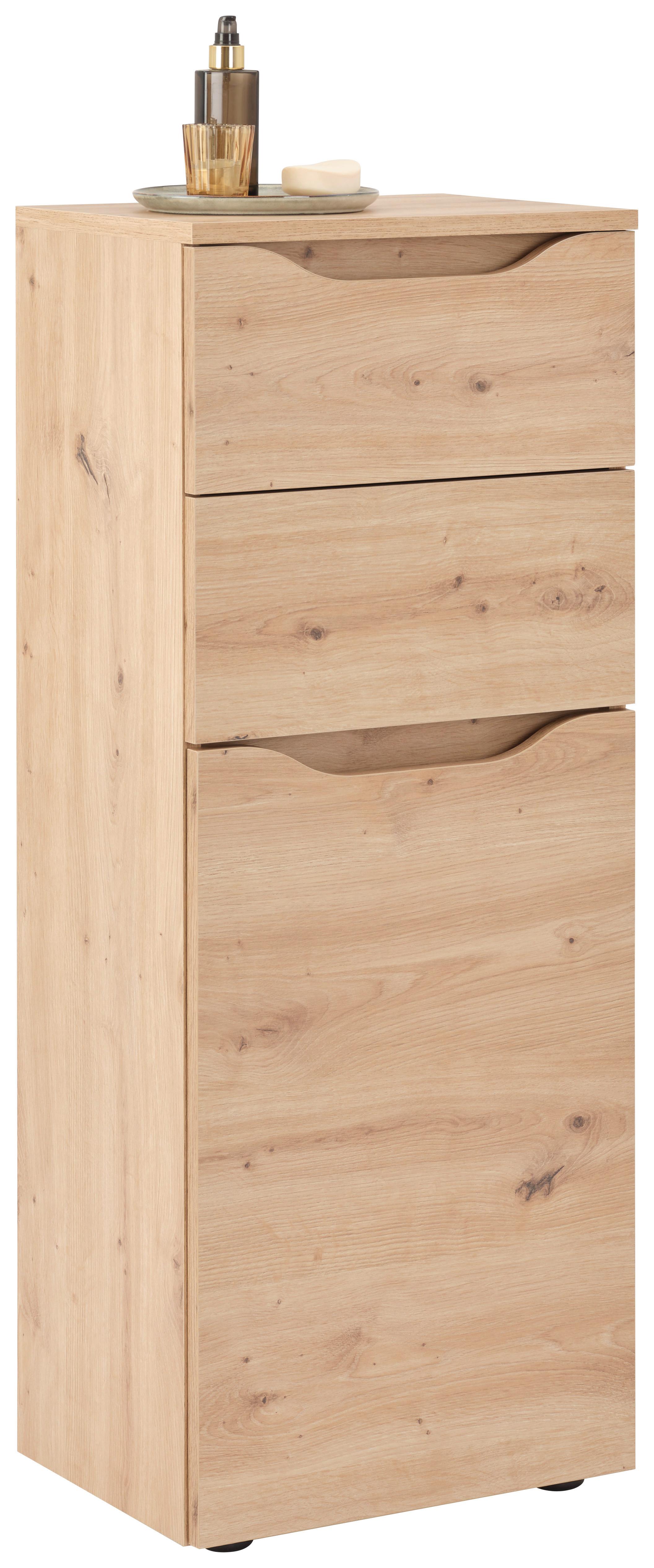 Badezimmer Unterschrank Giga BxH 40x102 cm Eiche Artisan - Schwarz/Eiche Artisan, MODERN, Holzwerkstoff (40/102/30cm)