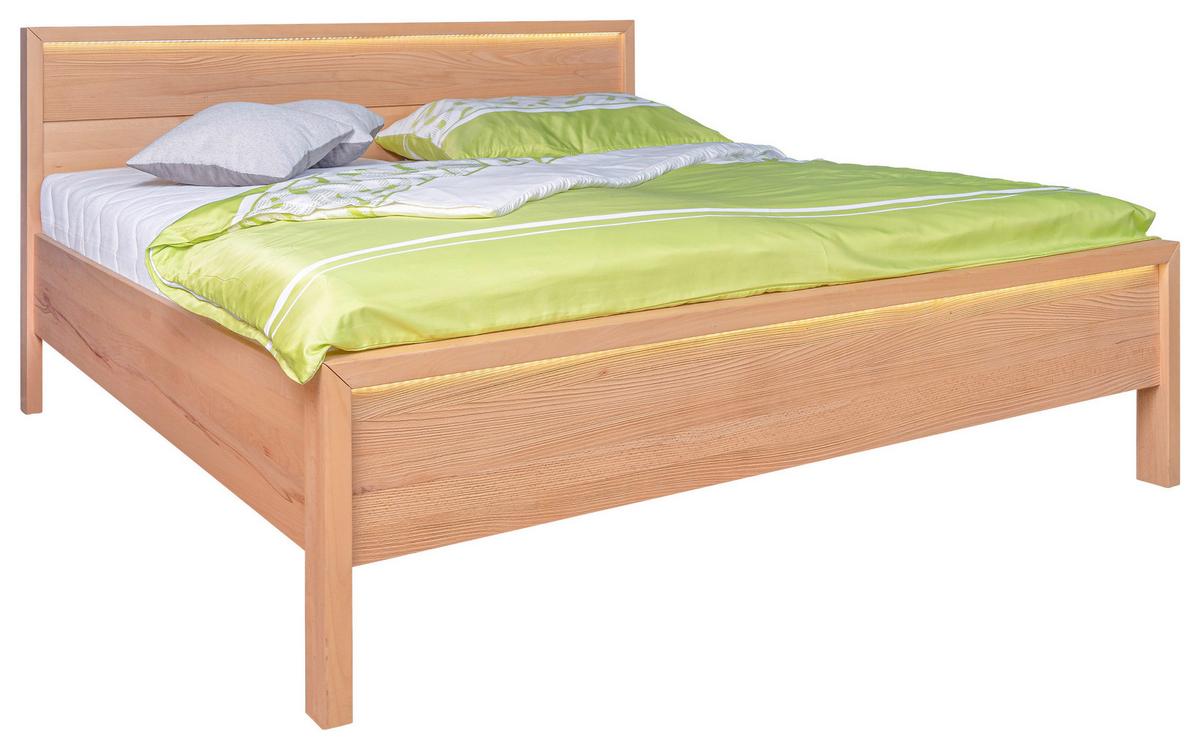 Bett Farina Inkl. Beleuchtung Kernbuche 160x200 - Naturfarben/Kernbuche, MODERN, Holz (160/200cm) - MID.YOU