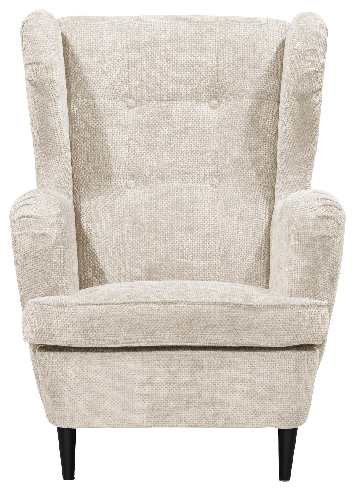 Ohrensessel Oskar Beige B: 78 Cm - Beige/Schwarz, KONVENTIONELL, Textil (78/102/98cm) - MID.YOU