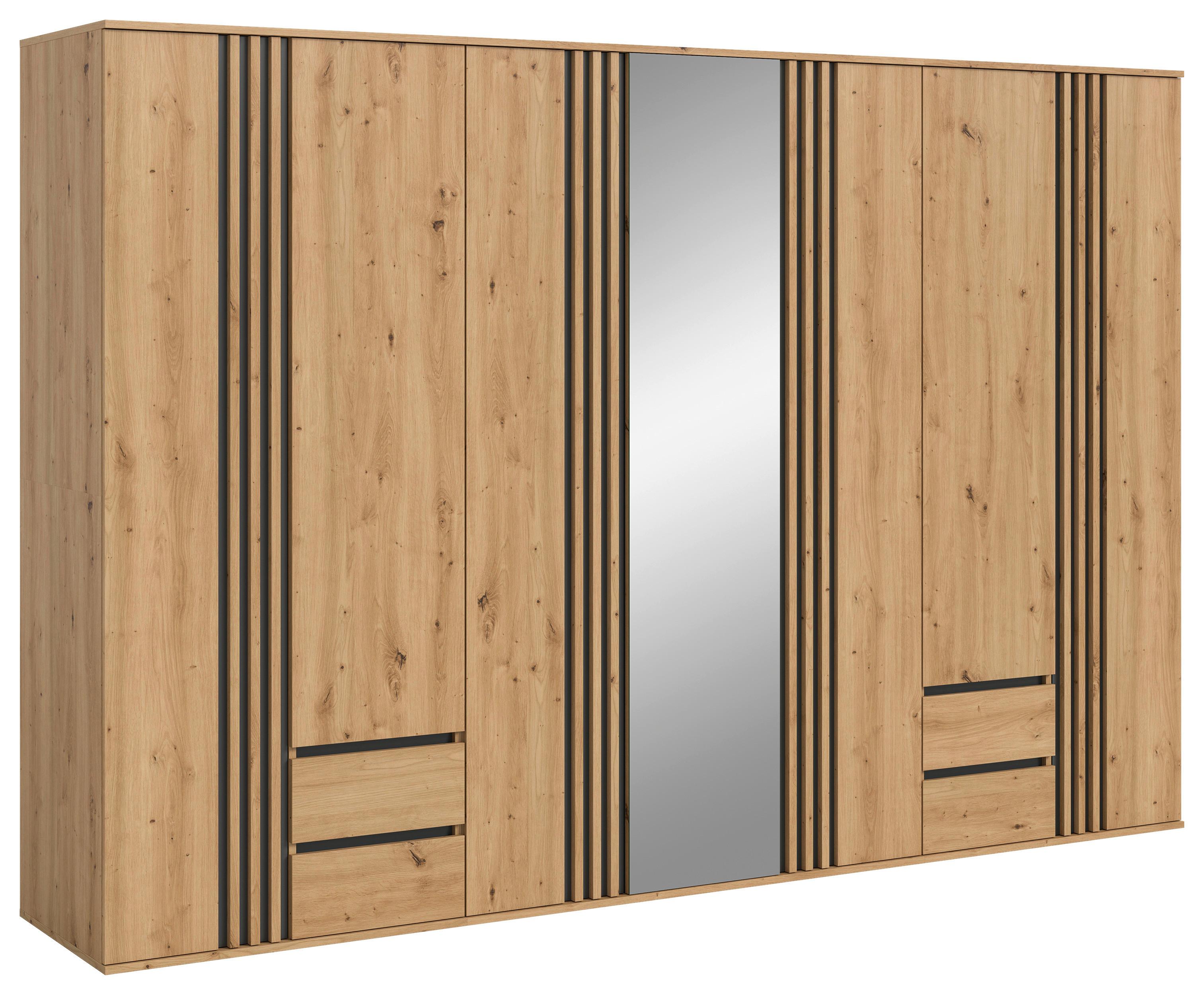 Drehtürenschrank Tofta Eiche Dekor/Anthrazit B: 280cm - Anthrazit/Eiche Artisan, ROMANTIK / LANDHAUS, Holzwerkstoff (280/192/56cm) - Livetastic