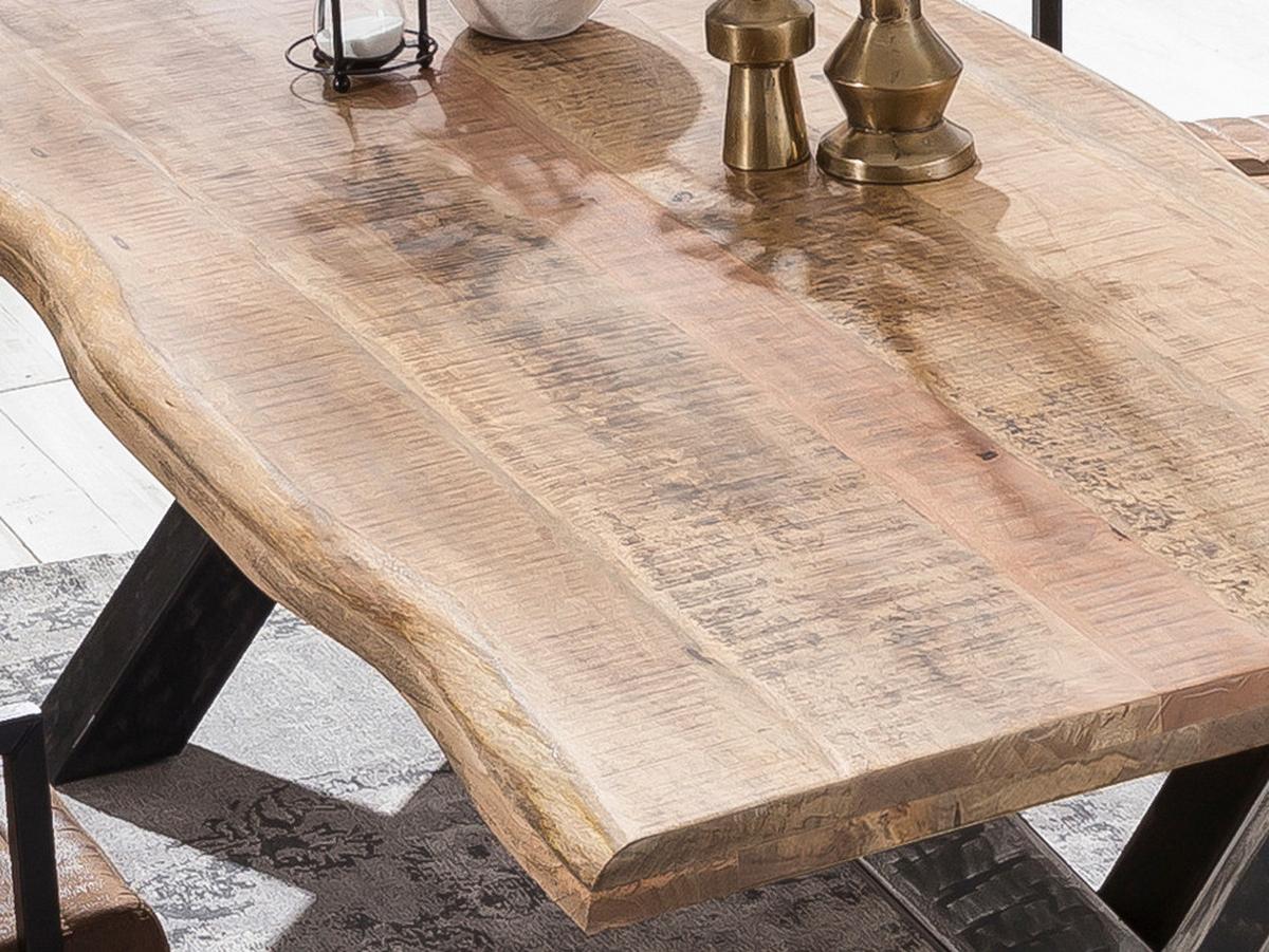 ESSTISCH Schwarz/Naturfarben L: 200cm - Schwarz/Naturfarben, MODERN, Holz/Metall (200/100/76cm) - MID.YOU