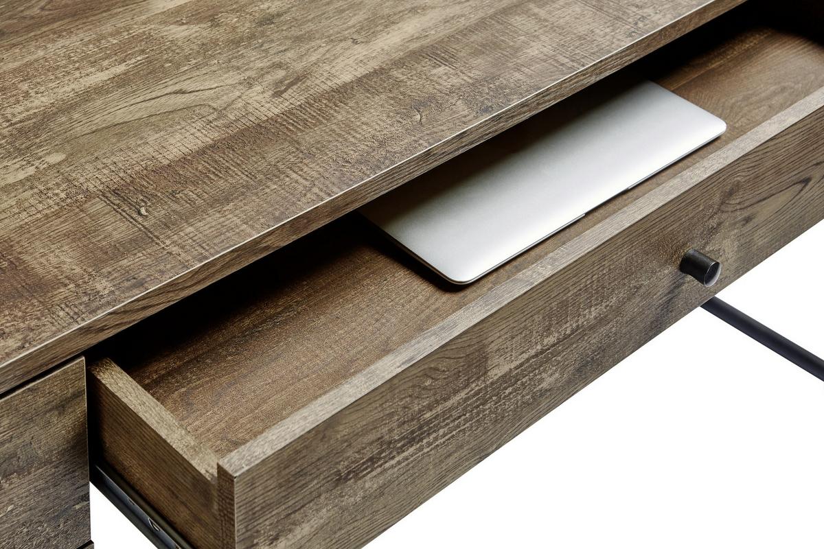 Schreibtisch Rokk S 16 - Eichefarben/Anthrazit, Design, Holzwerkstoff/Metall (160/73/77,5cm)