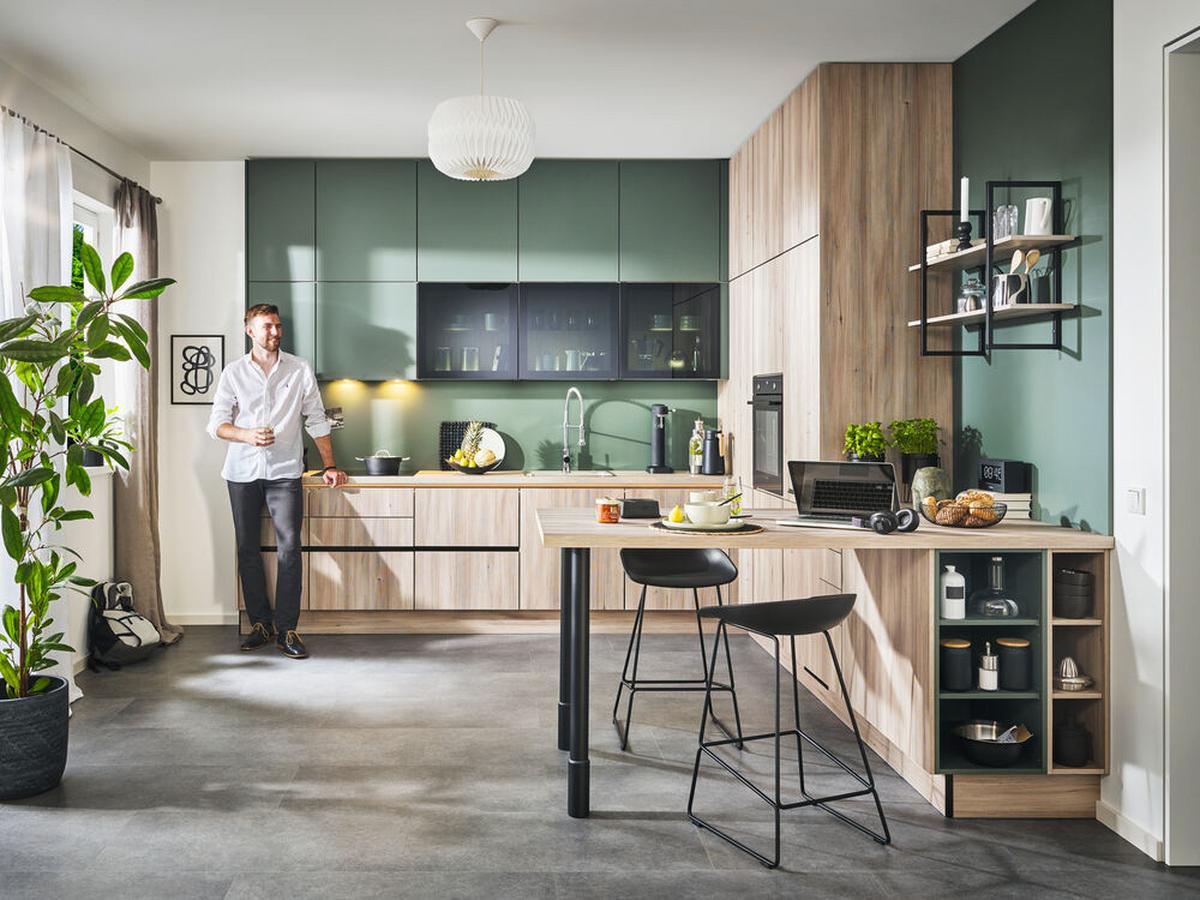 Einbauküchen Pn 100 Frei Planbar Modernes Design - Tannenholzfarben, Holzwerkstoff - Pino