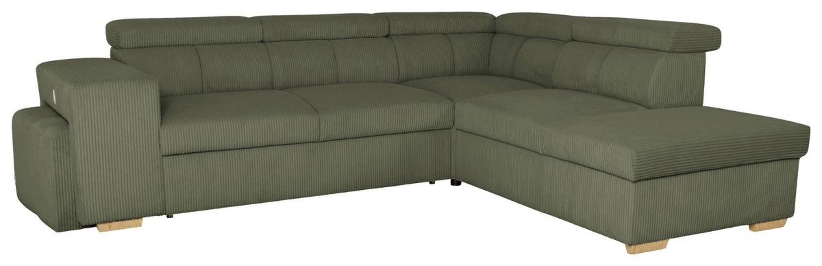 Ecksofa Sirius L olivgrün, 267x218cm - Eichefarben/Olivgrün, KONVENTIONELL, Holz/Holzwerkstoff (267/218cm)