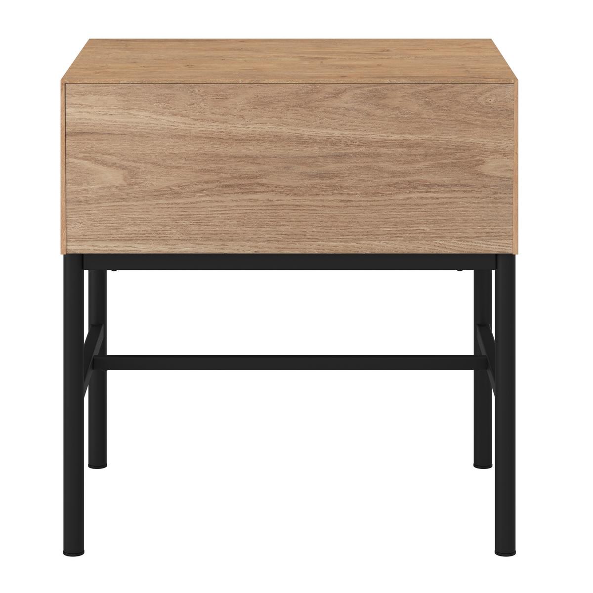 Noční stolek MILANO dyha - černá/barvy jasanu, Moderní, kov/dřevo (47,5/51/36cm) - Bessagi Home