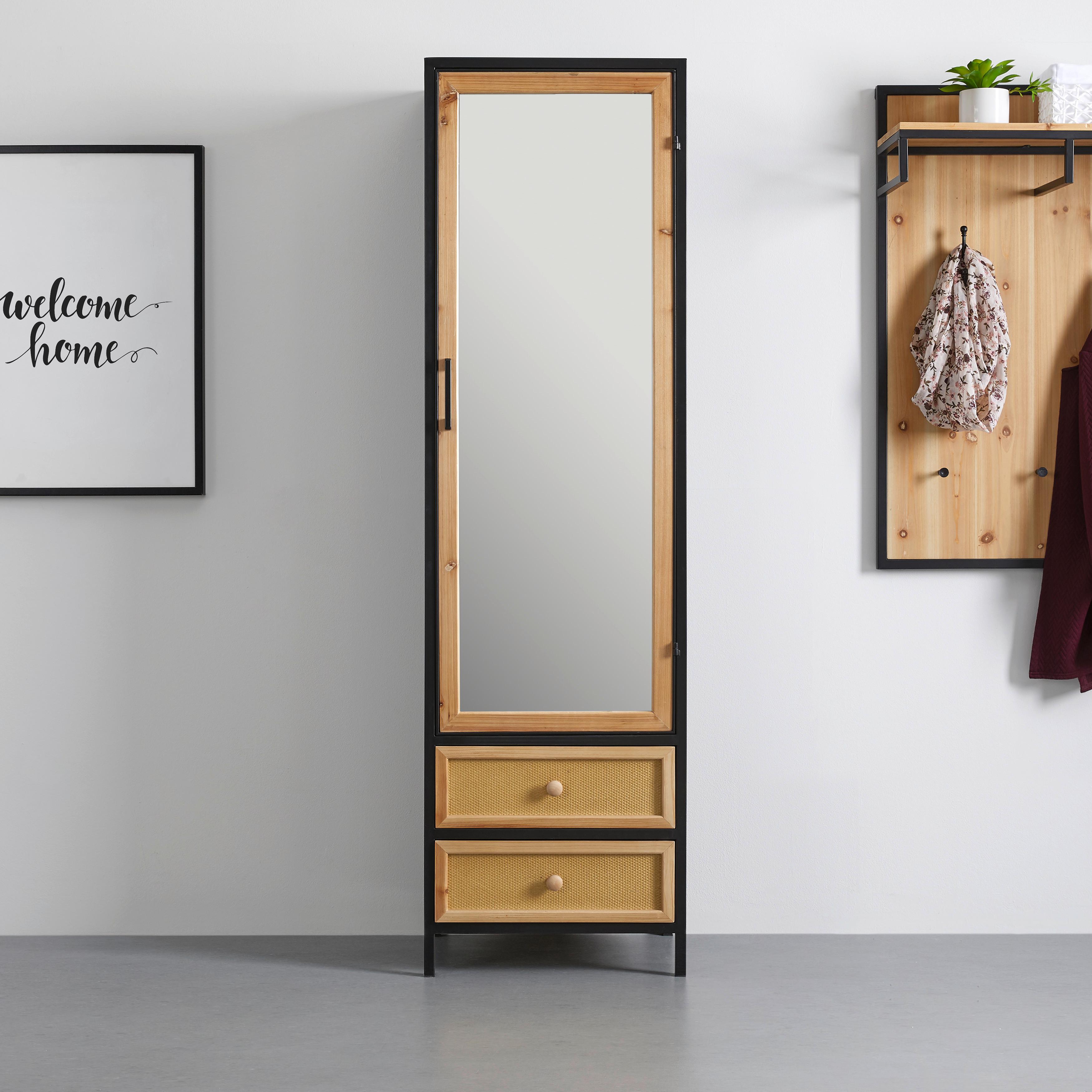 Šatní Skříň Vittoria Z Masivu - černá/přírodní barvy, Moderní, kov/dřevo (50/175/38cm) - Bessagi Home