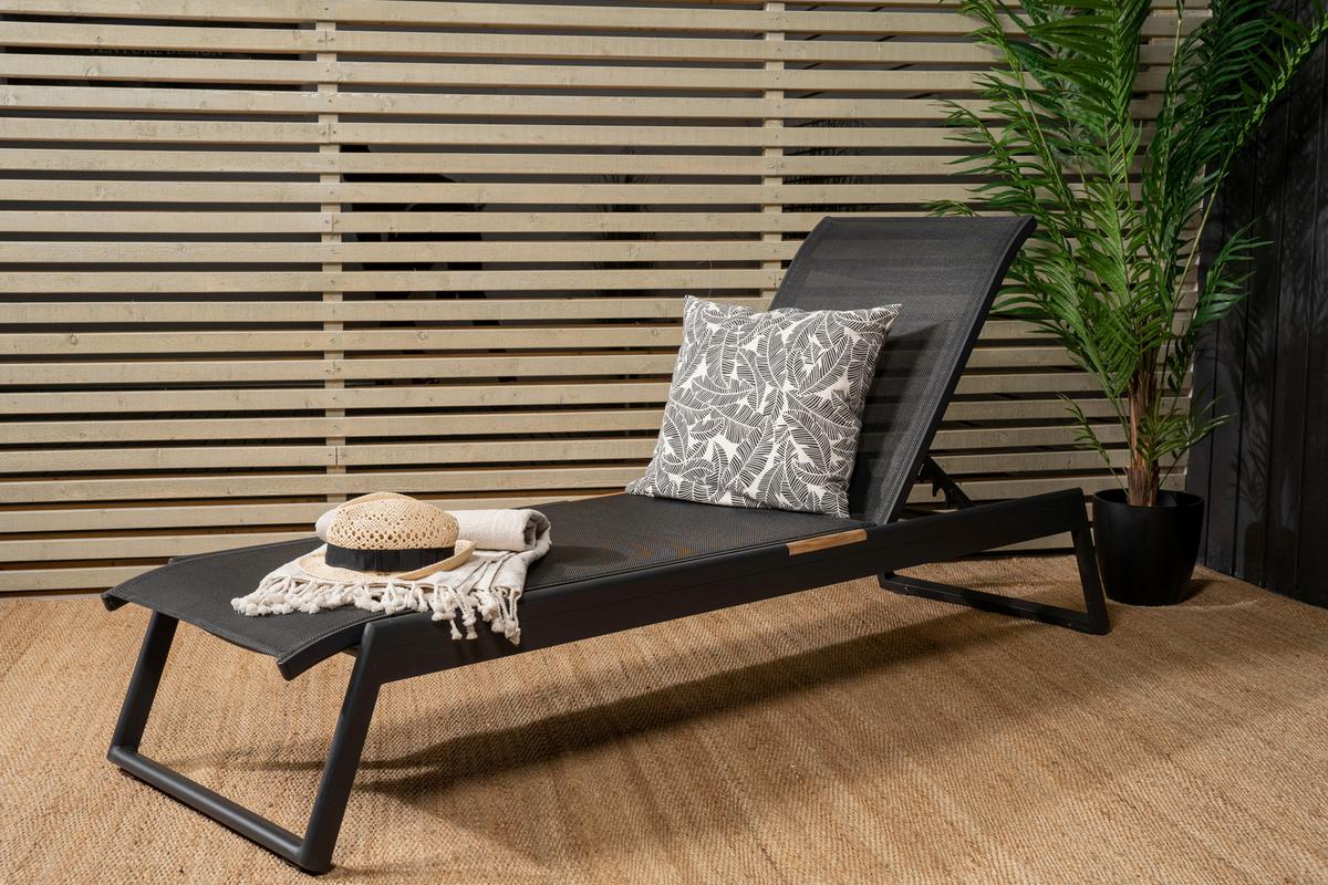 Sonnenliege Mexico Aluminium,, verstellbar - Schwarz, KONVENTIONELL, Metall (60/35/200cm) - Gardenson