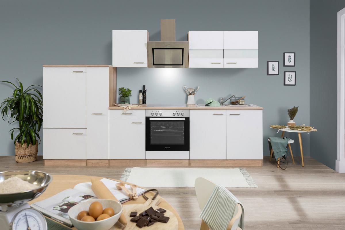 Küchenblock Merle Küchenblock 300 cm - Eichefarben/Weiß, Basics, Holzwerkstoff (300cm) - Respekta