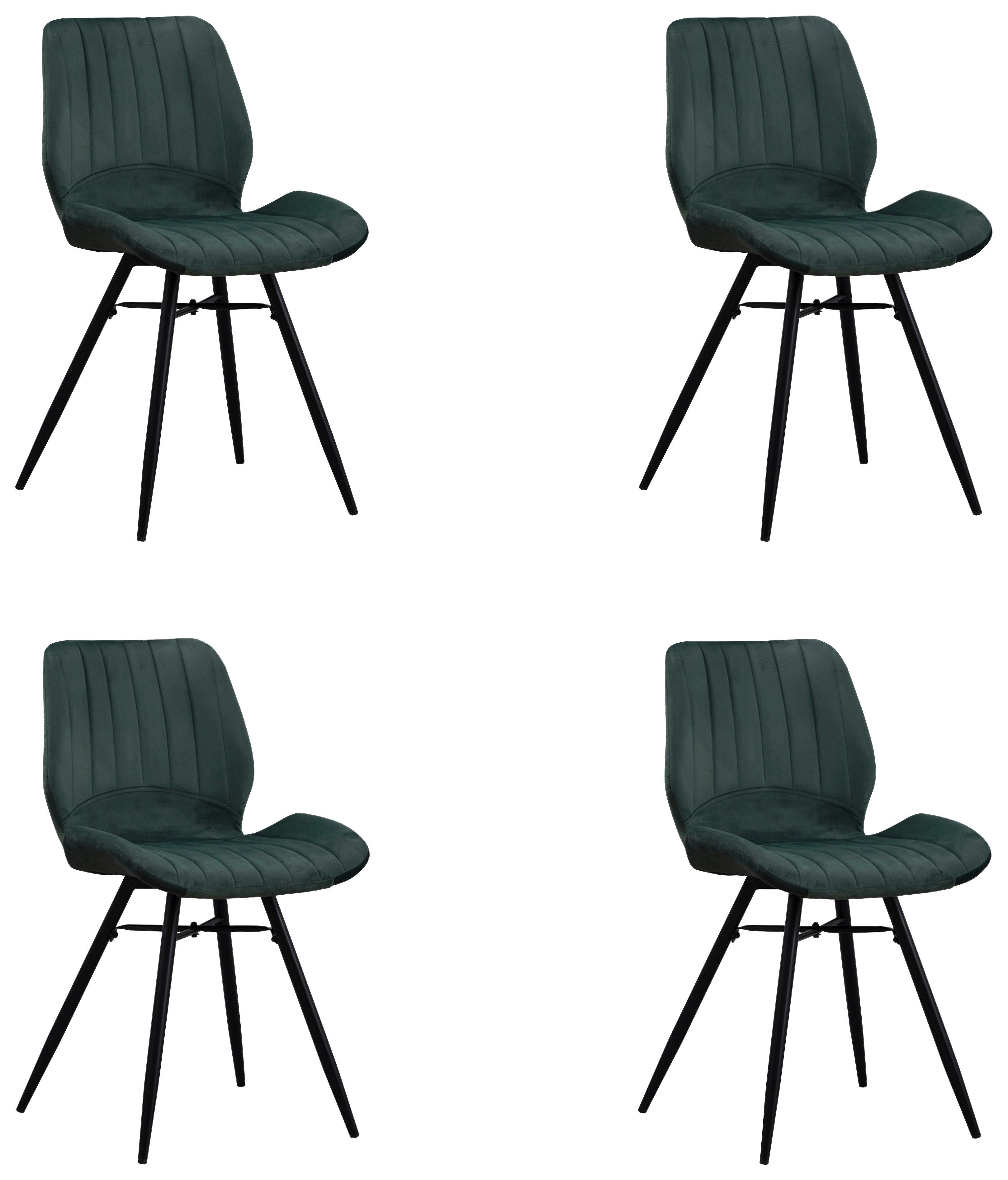Stuhl-Set Barron - Schwarz/Grün, Design, Textil/Metall (47/82/55cm) - MID.YOU