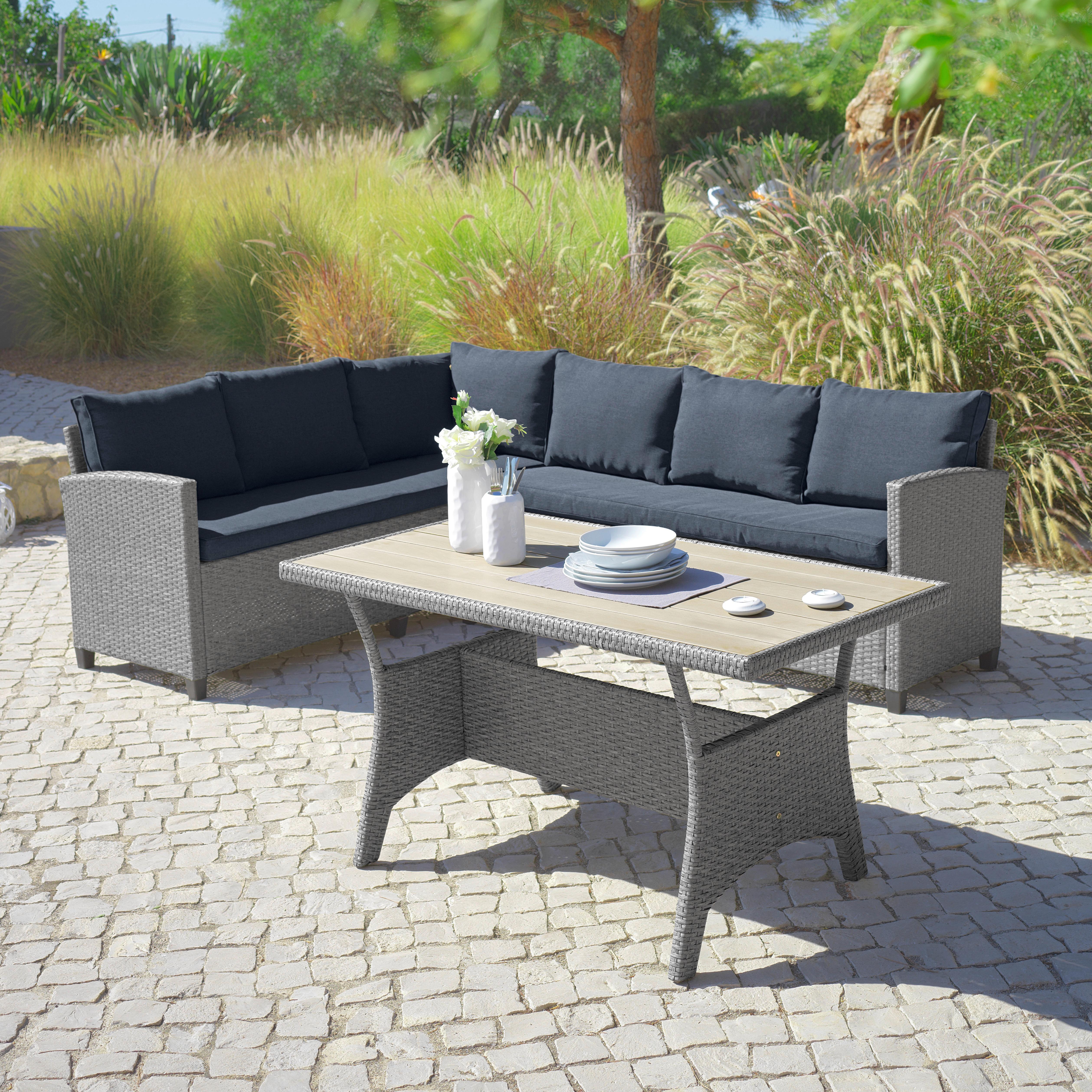 Lounge Garnitúra Vipora Jobbos - szürke, Modern, műanyag/textil (220/175cm) - Ondega