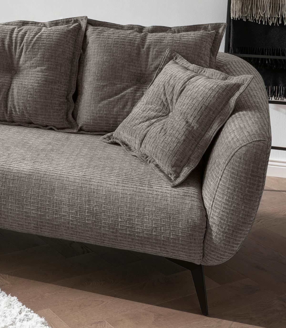 Ecksofa Baggio Graubraun S: 162x277 Cm - Graubraun/Schwarz, MODERN, Textil (162/277cm) - Livetastic