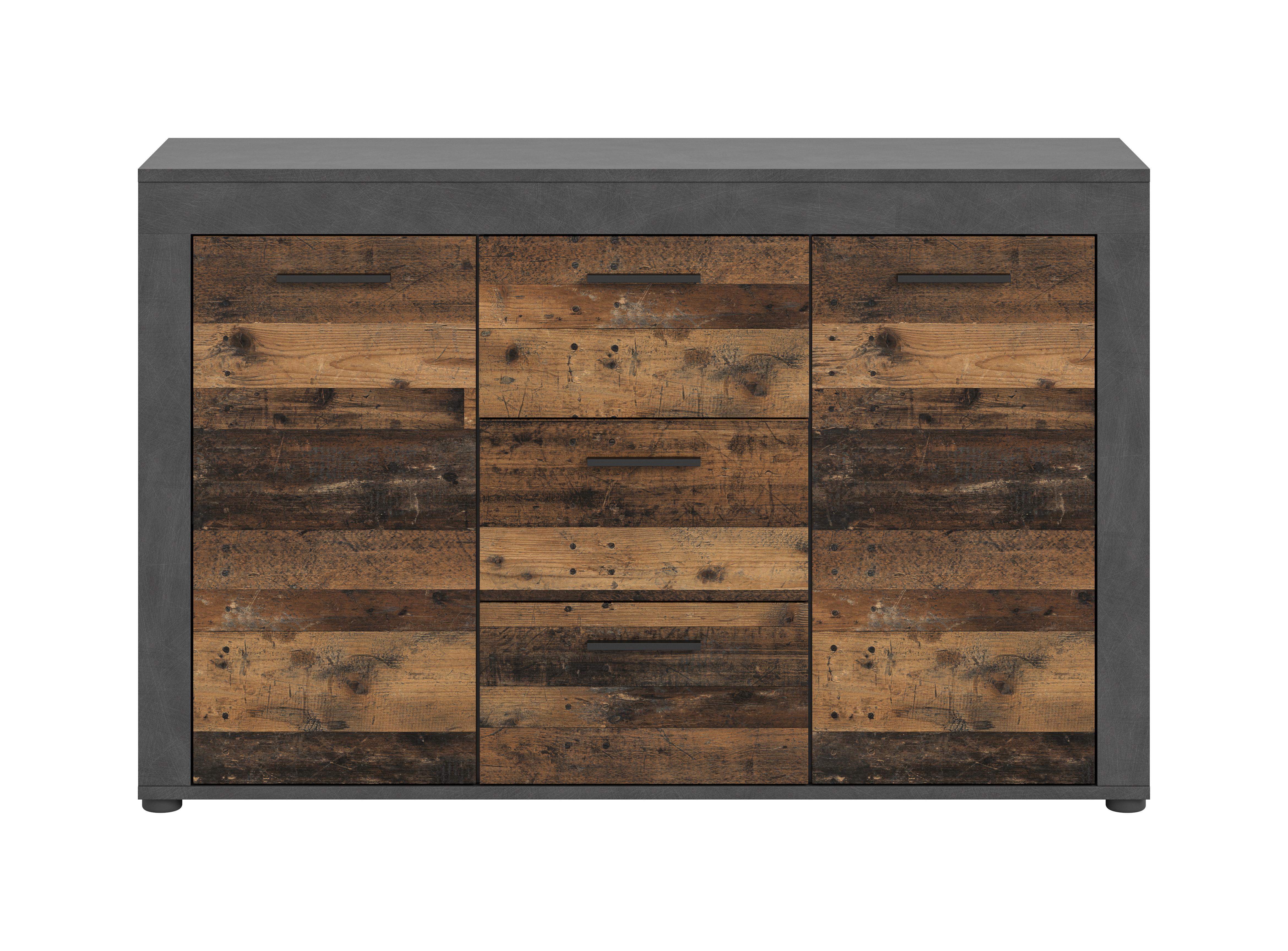 Sideboard Jam Anthrazit/naturfarben B: 125cm - Anthrazit/Schwarz, Design, Holzwerkstoff (125/80/35cm) - MID.YOU
