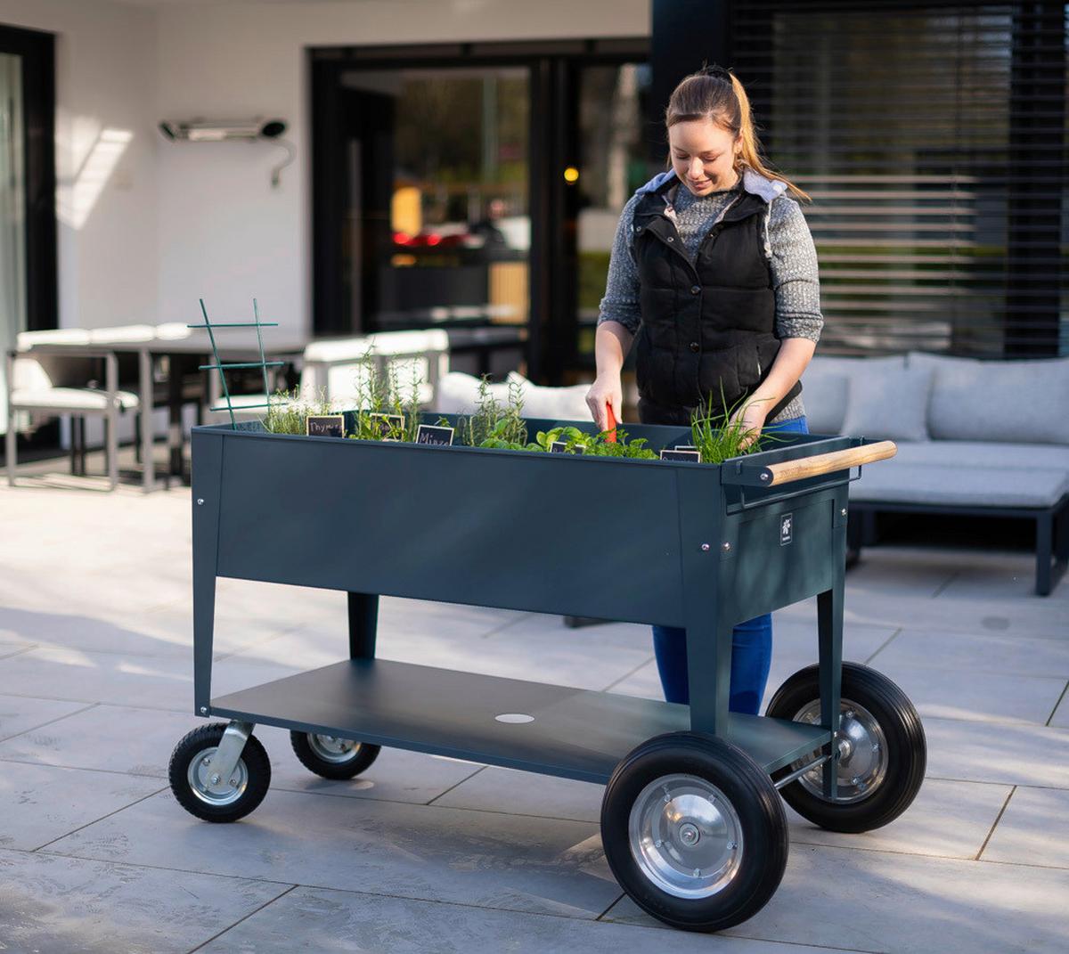 Hochbeet Stahl Swivel mit Ablagen 60/80/120 cm - Anthrazit, Basics, Metall (60/80/120cm)