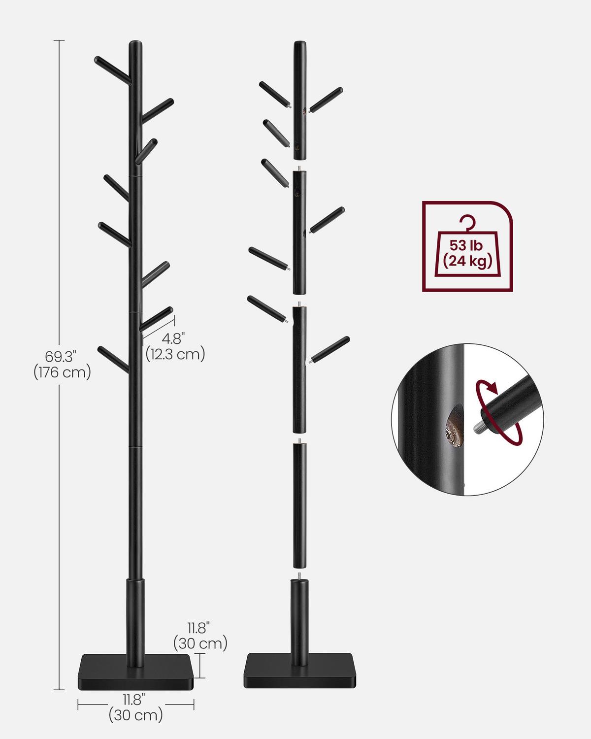 Kleiderständer Schwarz B: 30cm - Schwarz, Basics, Holzwerkstoff (30/176/30cm)
