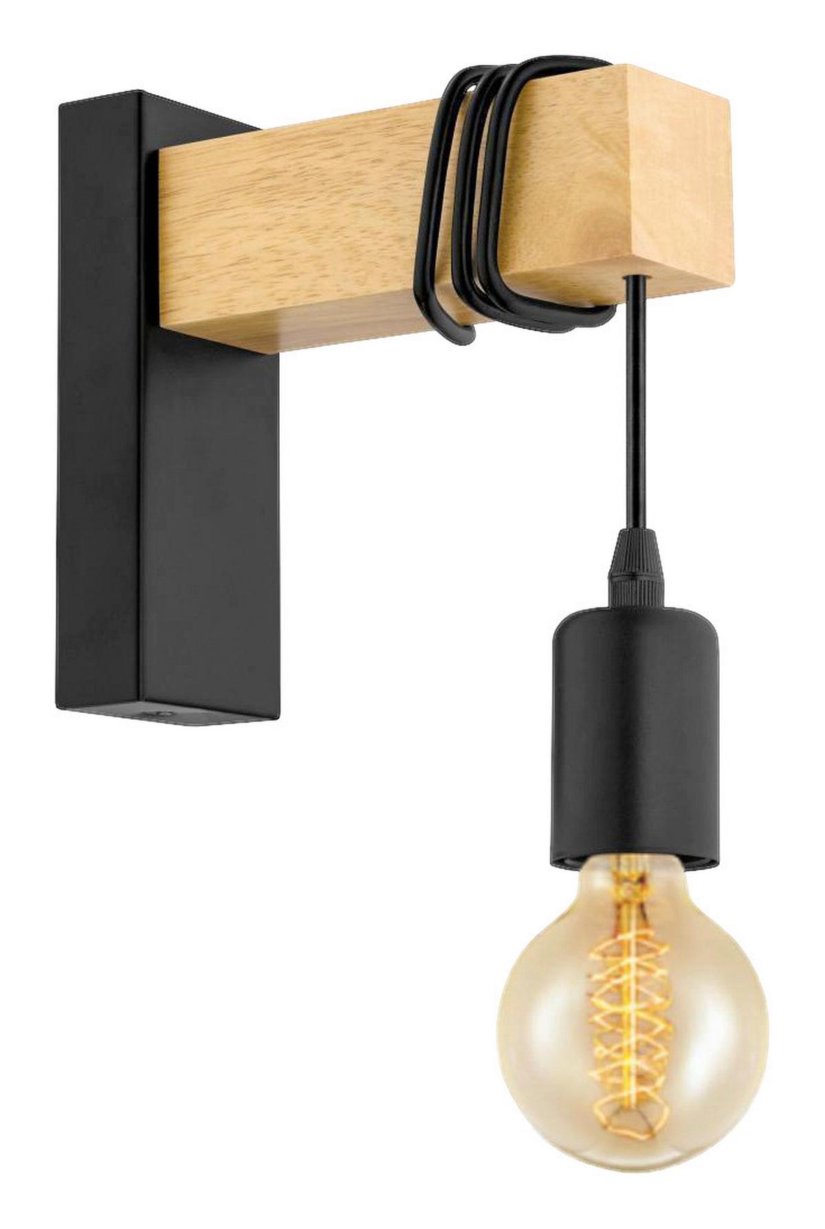 NÁSTĚNNÉ SVÍTIDLO TOWNSHEND - černá/hnědá, Trend, kov/dřevo (6,5/21,5cm)