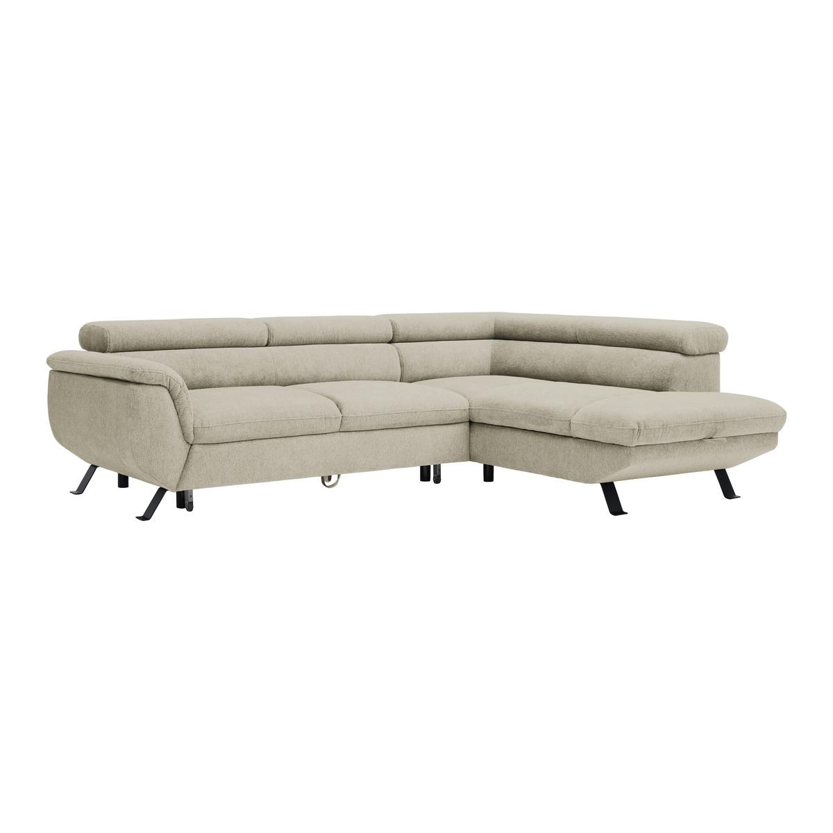 Rohová sedačka RAVEN, pravá, sivobéžová - čierna/sivobéžová, Modern, kov/textil (257/198cm) - Mömax