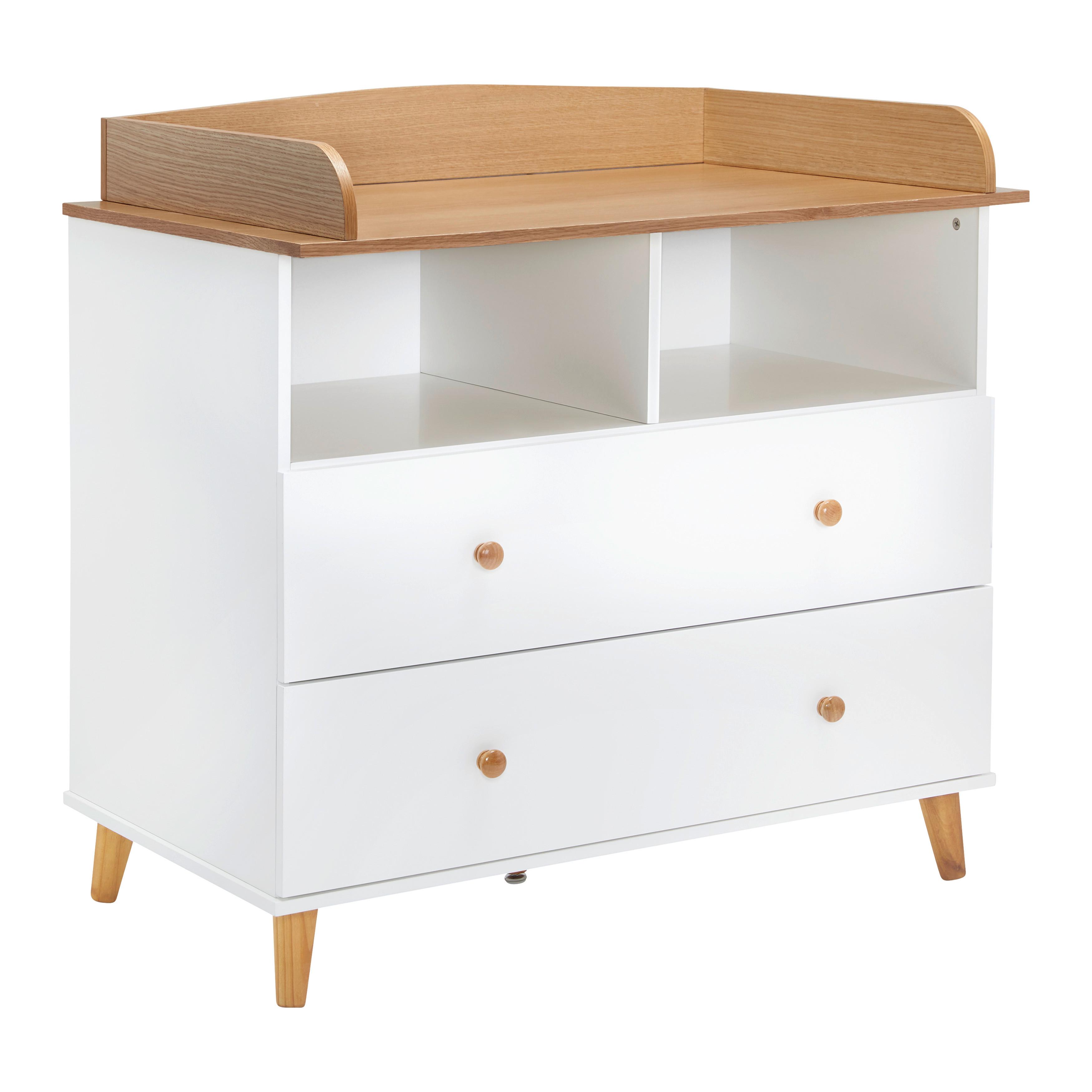 Prebaľovacia komoda LOU prírodná a biela - biela/farba borovice, Modern, drevo (98/98/60cm) - Bessagi Kids