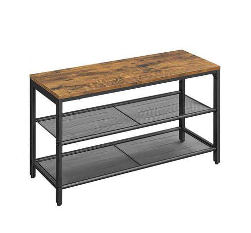 Regál na topánky hnedá/čierna - hnedá/čierna, Trend, kov/kompozitné drevo (80/44,5/30cm) - Boxxx