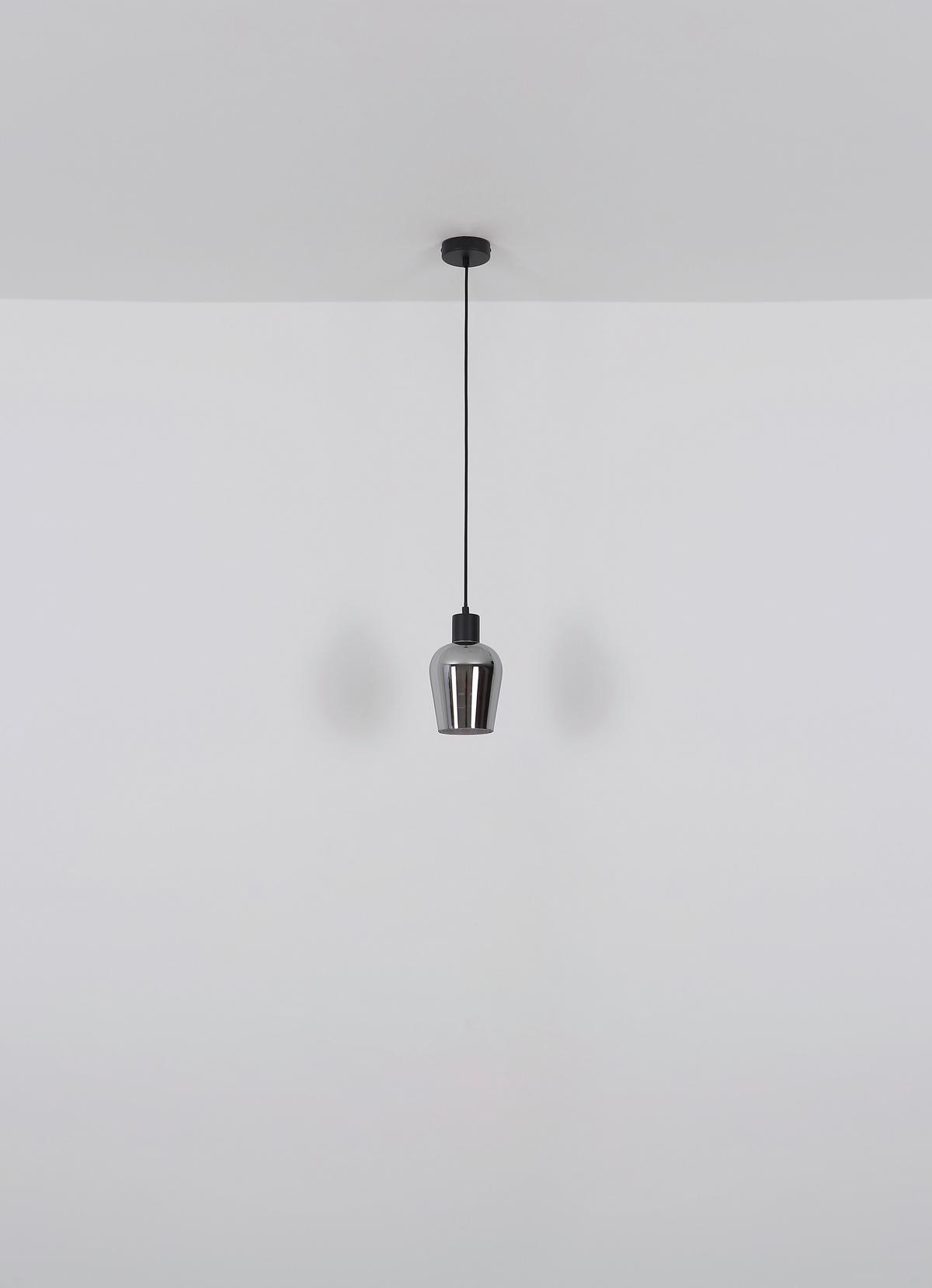 HÄNGELEUCHTE Exkl. 1xE27 40W - Schwarz/Grau, Basics, Glas/Kunststoff (13,5/150cm) - Globo