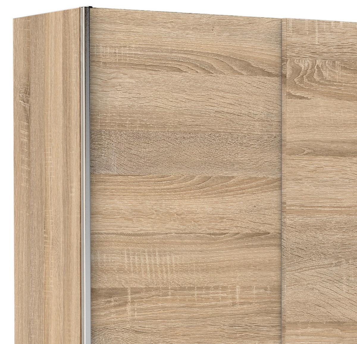 Schwebetürenschrank 125 cm Slim, Sonoma Eiche Dekor - Eichefarben, Basics, Holzwerkstoff (125/195,5/38cm) - P & B