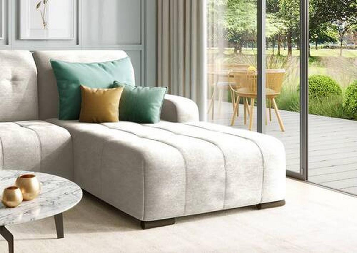 Ecksofa mit Schlaffunktion + Bettkasten Vicari Beige - Beige/Schwarz, MODERN, Textil (185/292cm) - Livetastic