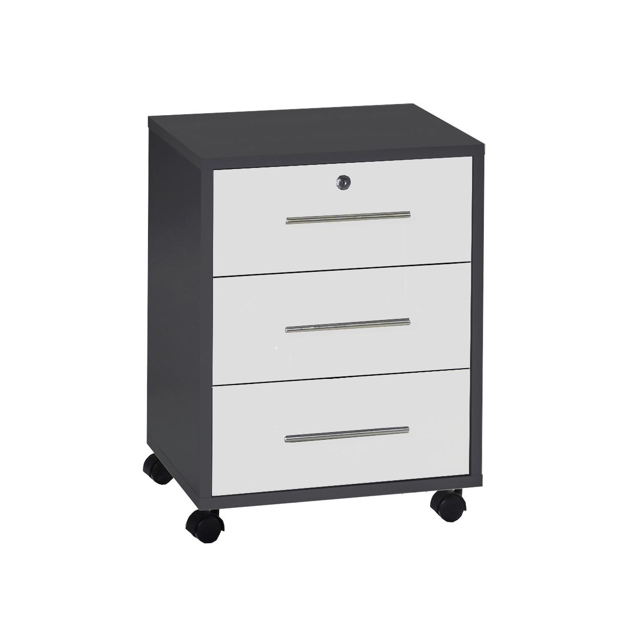 ROLLCONTAINER OFFICE EDITION - Anthrazit/Weiß, LIFESTYLE, Holzwerkstoff (44/58/40cm) - MID.YOU