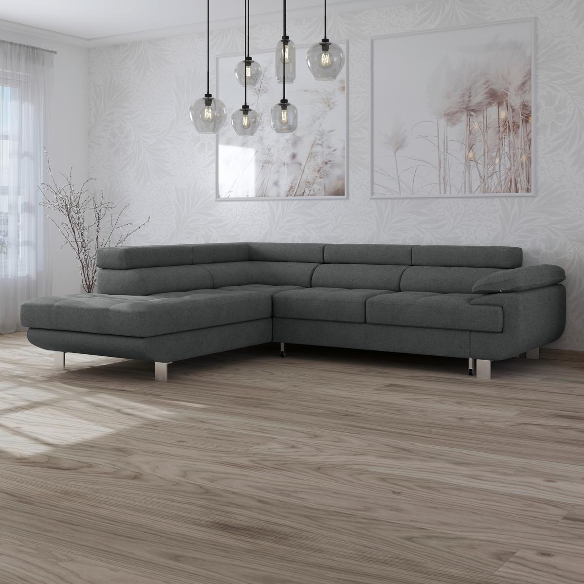 Ecksofa Savona - Anthrazit, MODERN, Textil (230/270cm) - Ondega