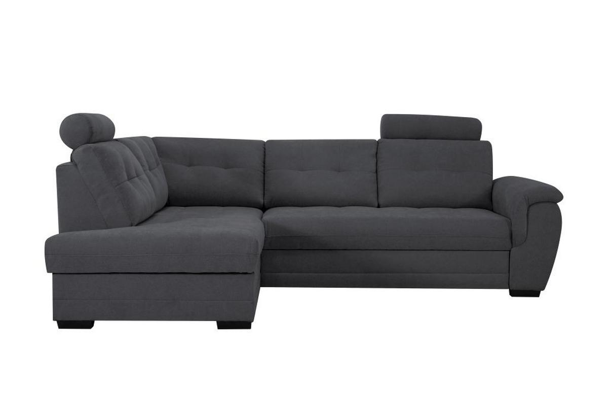 Rohová sedačka FALCO, ľavá, antracit.ženilka,2x op.hlavy - čierna/antracitová, Konventionell, drevo/kompozitné drevo (183/251cm) - Ondega