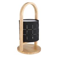 Tischleuchte 21506b - Schwarz/Naturfarben, Natur, Holz/Textil (16/33cm) - Globo