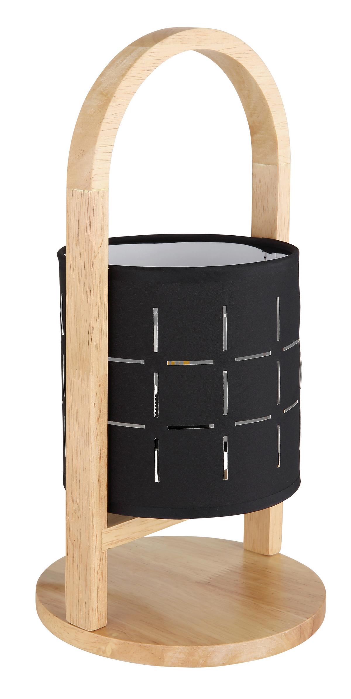 Tischleuchte 21506b - Schwarz/Naturfarben, Natur, Holz/Textil (16/33cm) - Globo