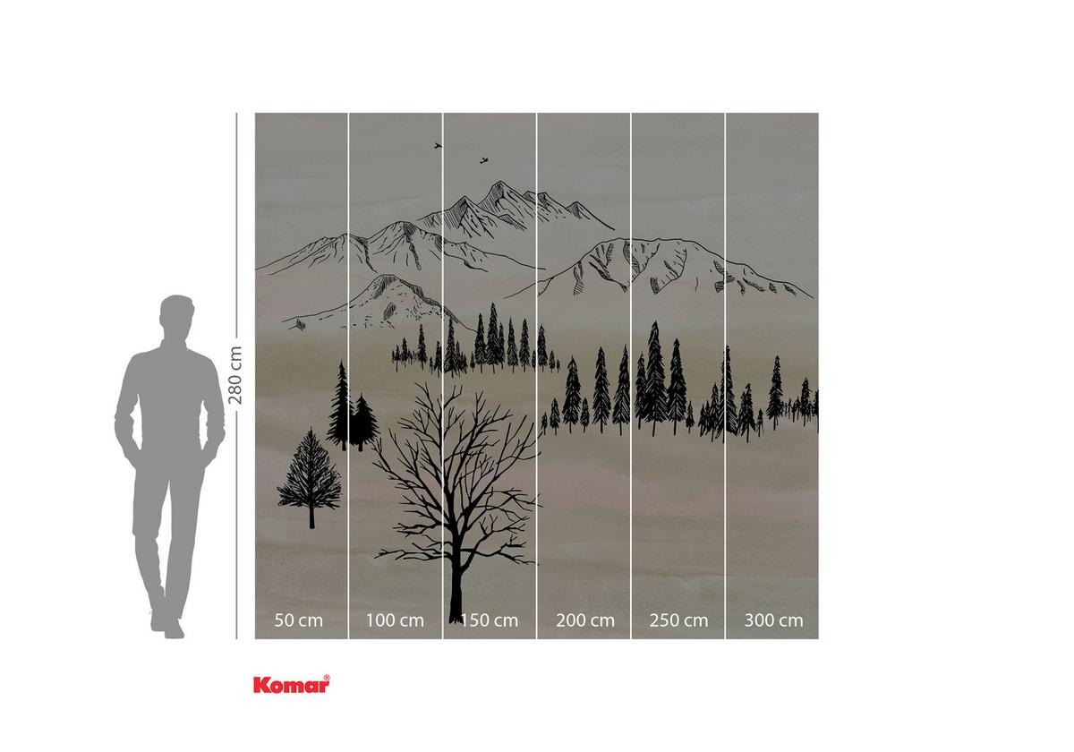 Fototapete Backcountry - Schwarz/Weiß, Trend, Papier (300/280/1cm)