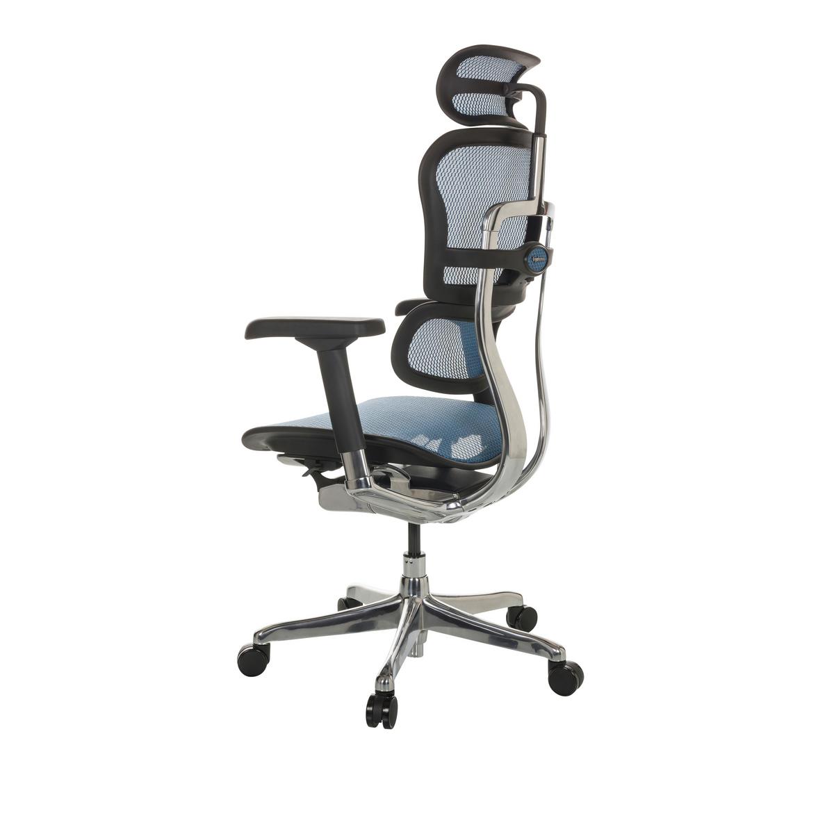 Drehstuhl Ergohuman I - Blau/Silberfarben, Basics, Kunststoff/Textil (69/119-144/65cm) - MID.YOU