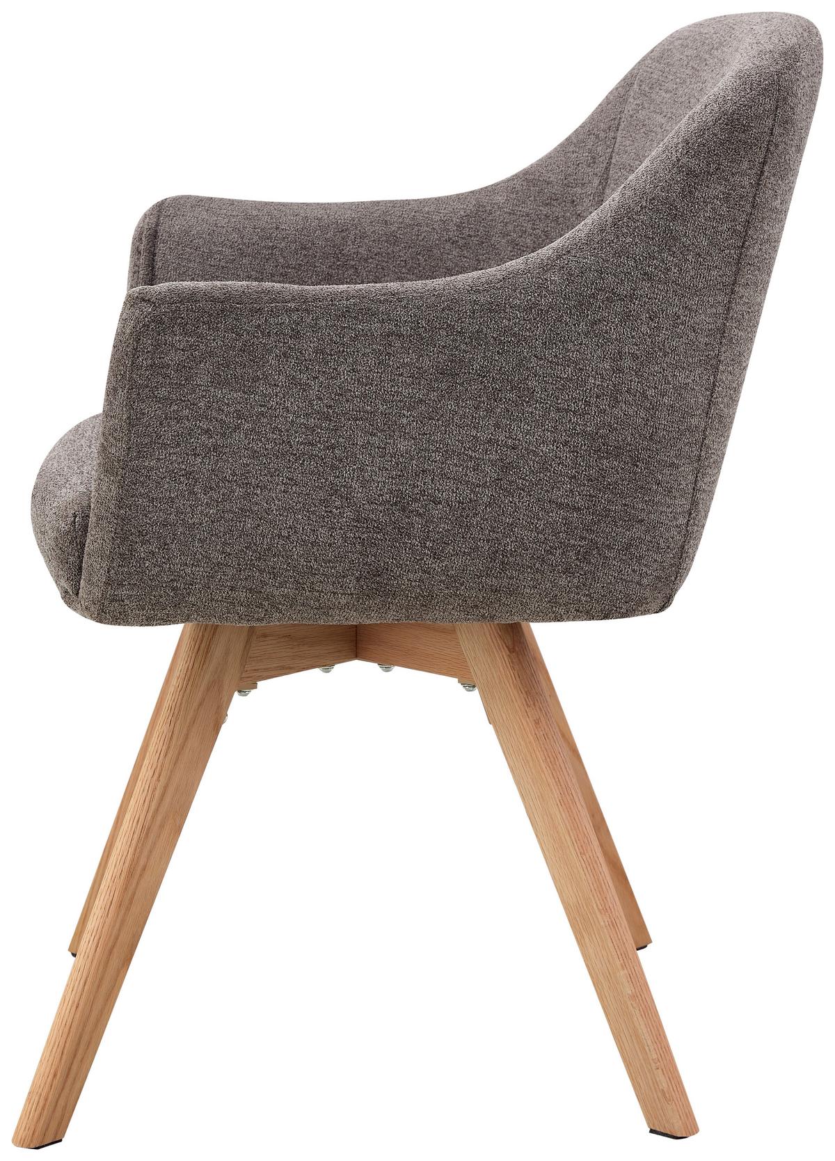 Armlehnstuhl Mats Webstoff Braun, B: 61 Cm - Braun/Naturfarben, KONVENTIONELL, Holz/Textil (61/85,5/63,5cm) - Livetastic