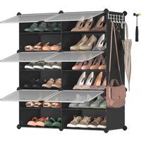 Schuhregal Schwarz, Weiß B: 82 Cm - Schwarz/Weiß, Basics, Kunststoff/Metall (82/92/32cm)