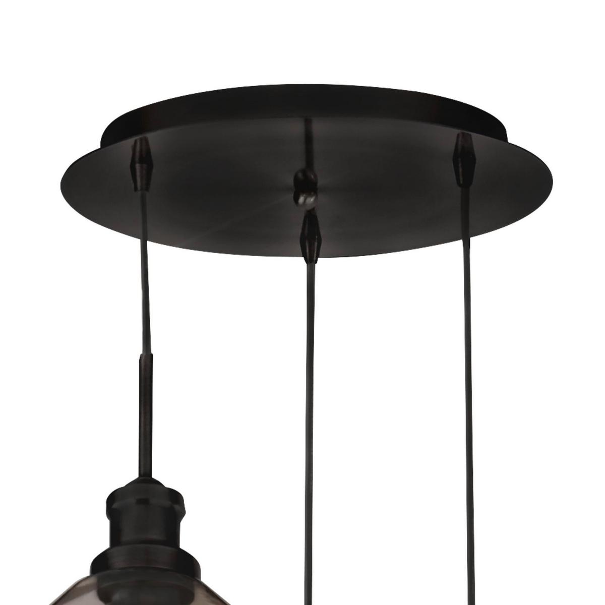 Hängeleuchte Mia H: 150 Cm 3-Flammig - Schwarz, Design, Glas/Metall (51/150cm)