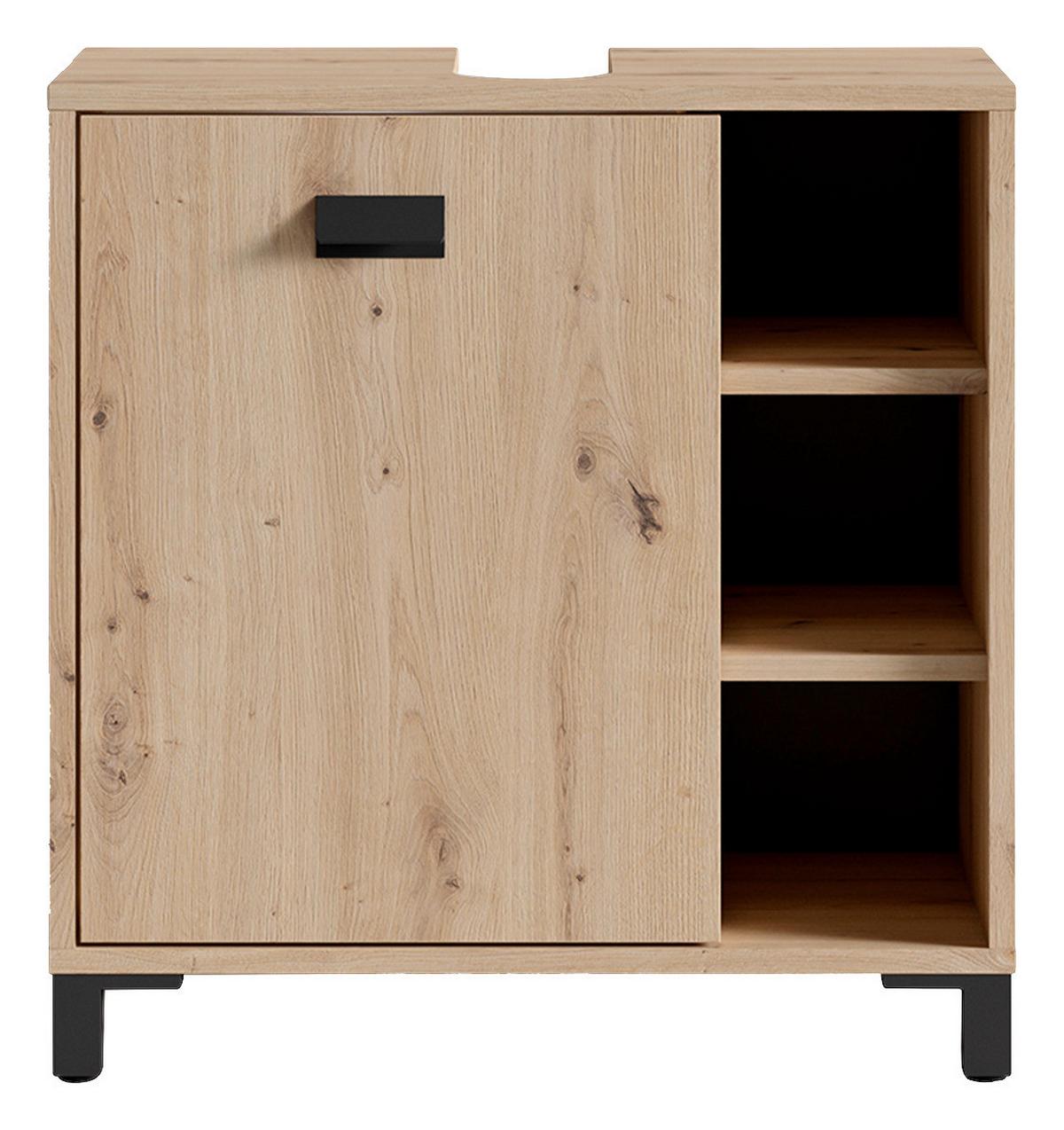 Badezimmer Wellness Eiche Artisan/Schwarz B: 620cm - Schwarz/Eiche Artisan, MODERN, Holzwerkstoff/Kunststoff (60cm) - MID.YOU