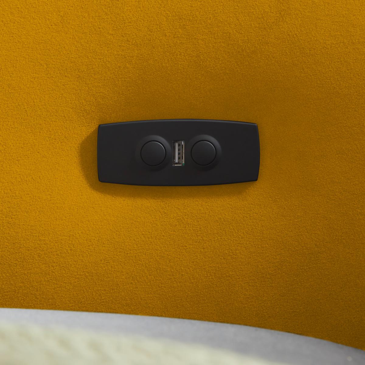 Rohová sedačka EMMA, pravá, žlutá,op.hl.,USB,el.výsuv - černá/žlutá, Moderní, textil (301/210cm) - Premium Living