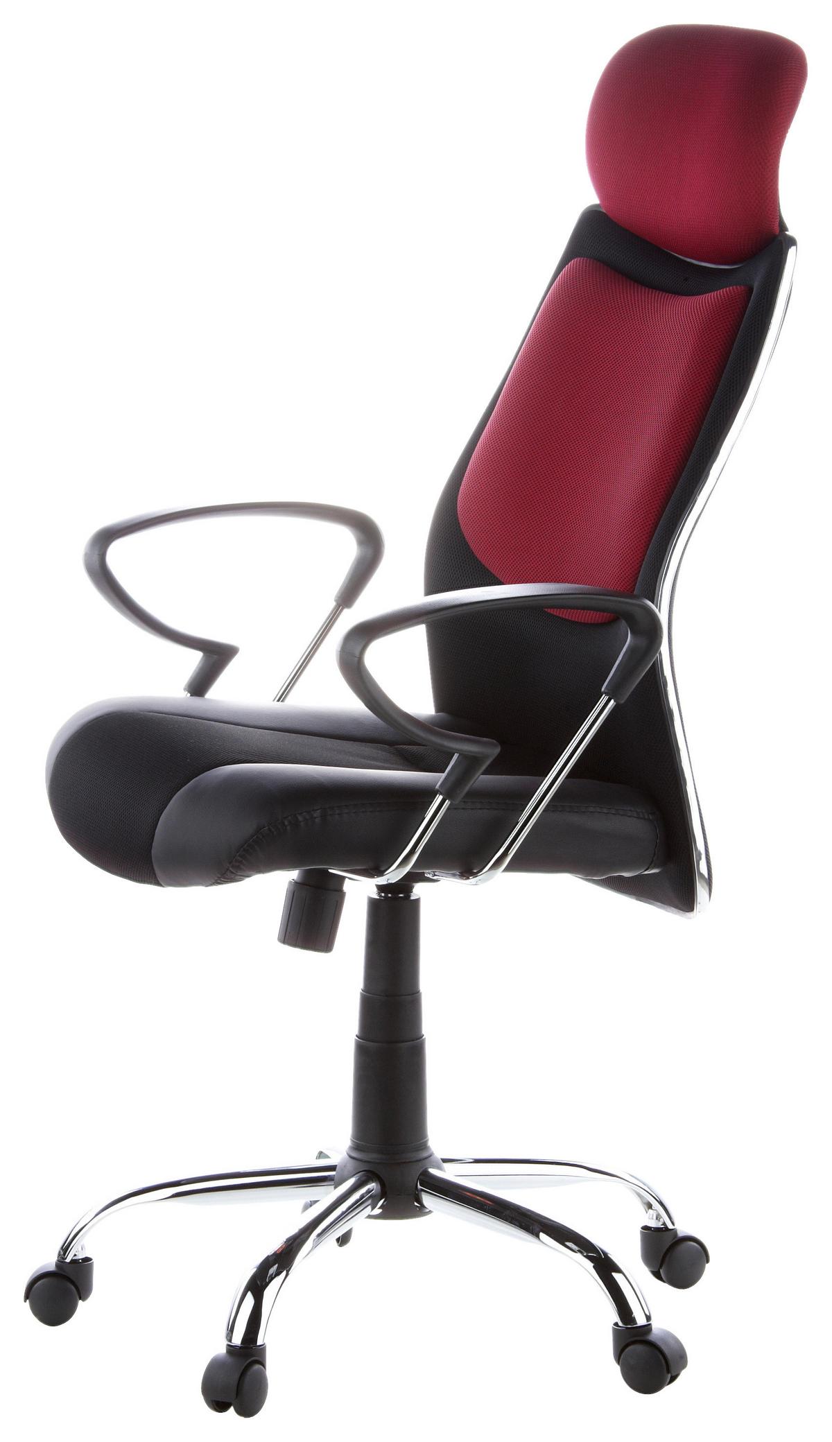 Drehstuhl City 80 Mit Wippfunktion Schwarz/rot - Silberfarben/Weinrot, Basics, Kunststoff/Textil (62/129/52cm) - MID.YOU