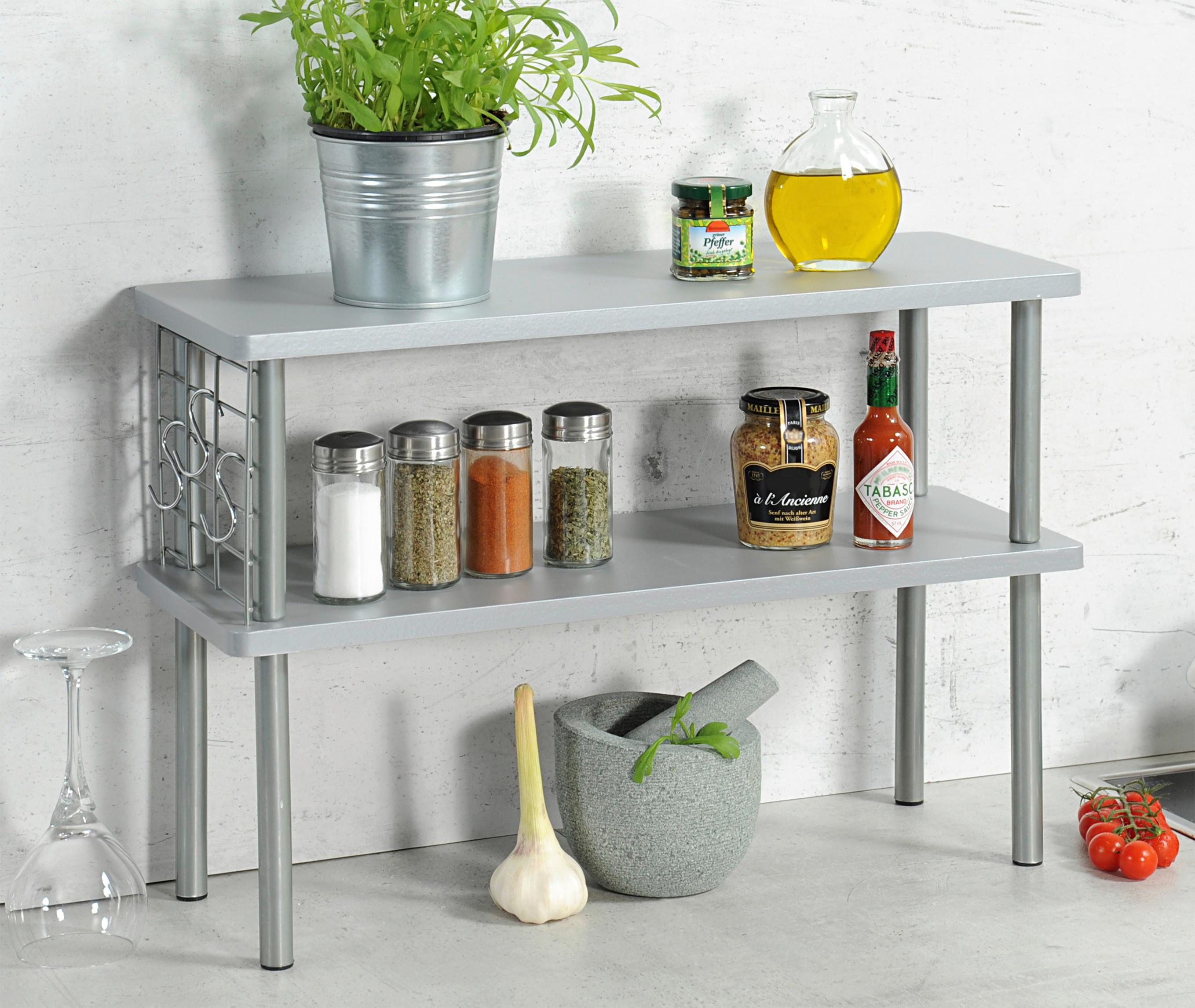Küchenregal Grau B: 20 cm - Grau, Basics, Holzwerkstoff/Metall (55/38/20cm) - Kesper