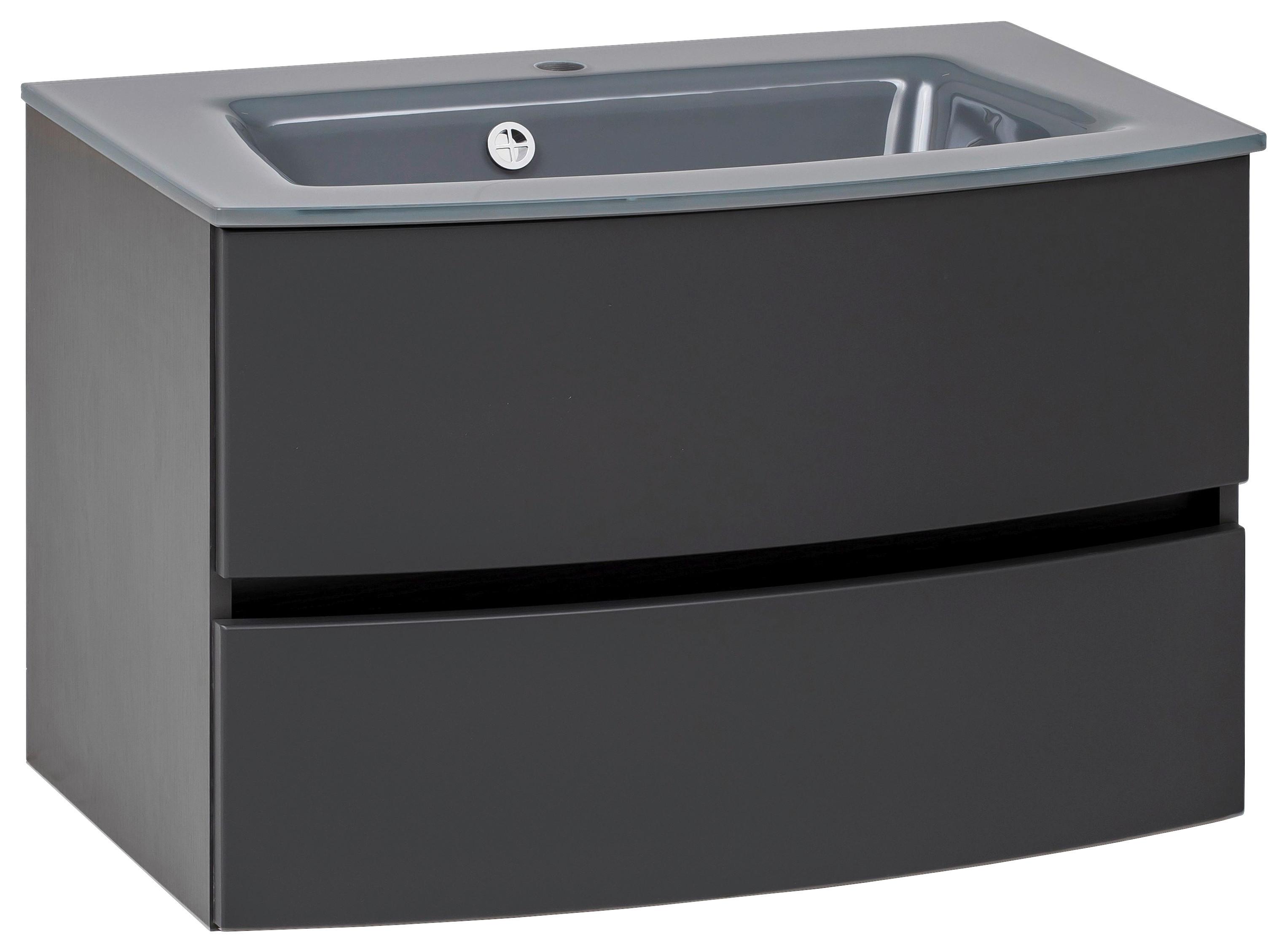 Waschbecken mit Unterschrank Kopenhagen B: 80 cm Grau - Graphitfarben/Grau, KONVENTIONELL, Glas/Holzwerkstoff (80cm) - Held