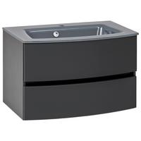 Waschbecken mit Unterschrank Kopenhagen B: 80 cm Grau - Graphitfarben/Grau, KONVENTIONELL, Glas/Holzwerkstoff (80cm) - Held