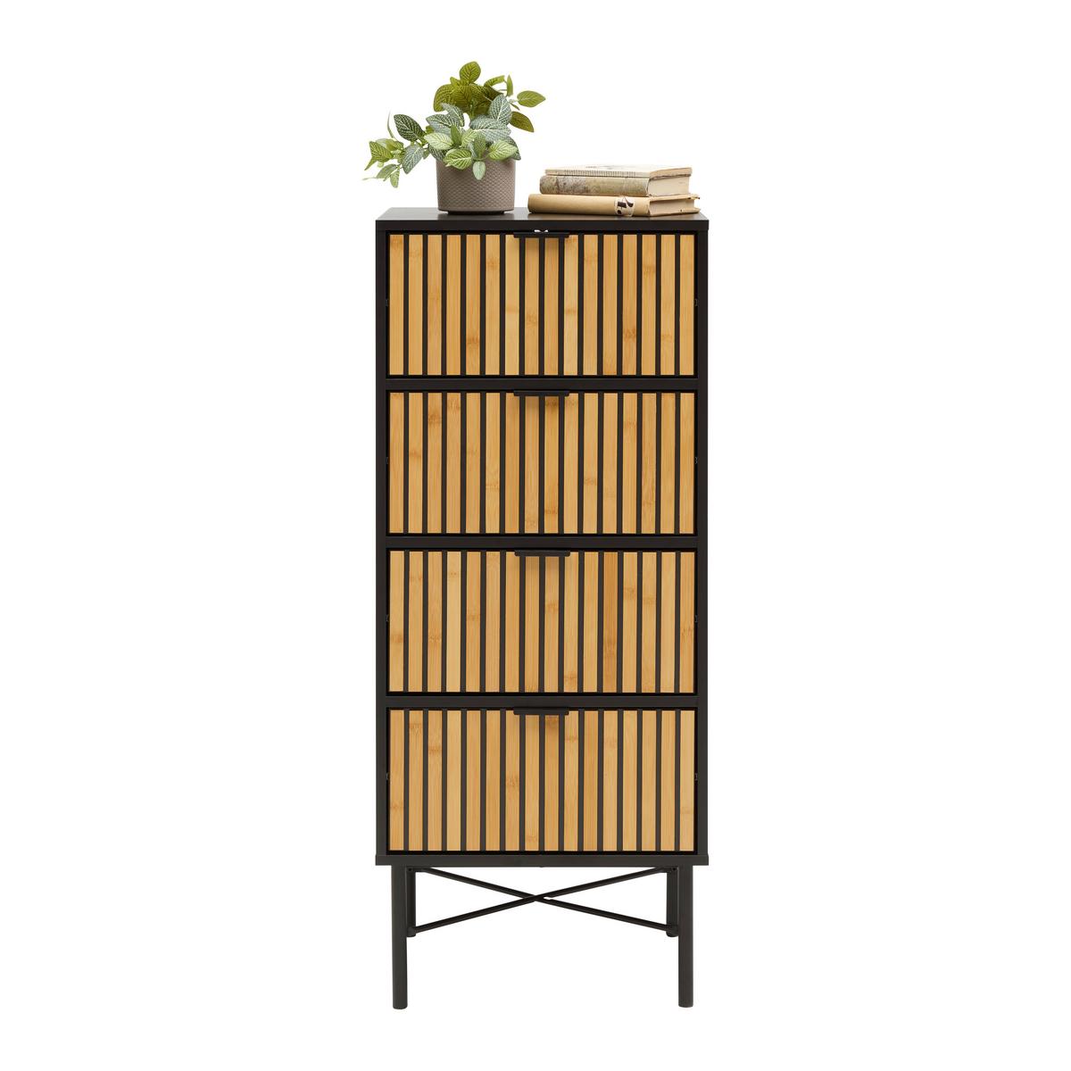 KOMODA MADRID -EXKLUSIV- - černá/přírodní barvy, Moderní, kov/dřevo (48/114/40cm) - Mömax